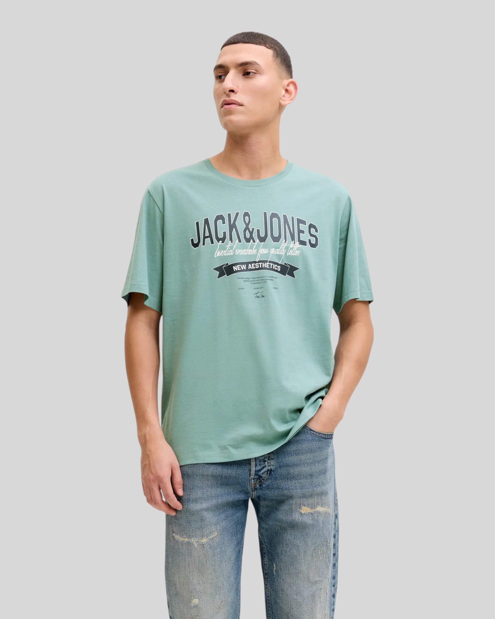 T-Shirt Jjelogo Tee ss 2 Cool Mineral Blue 12288016 Jack & Jones