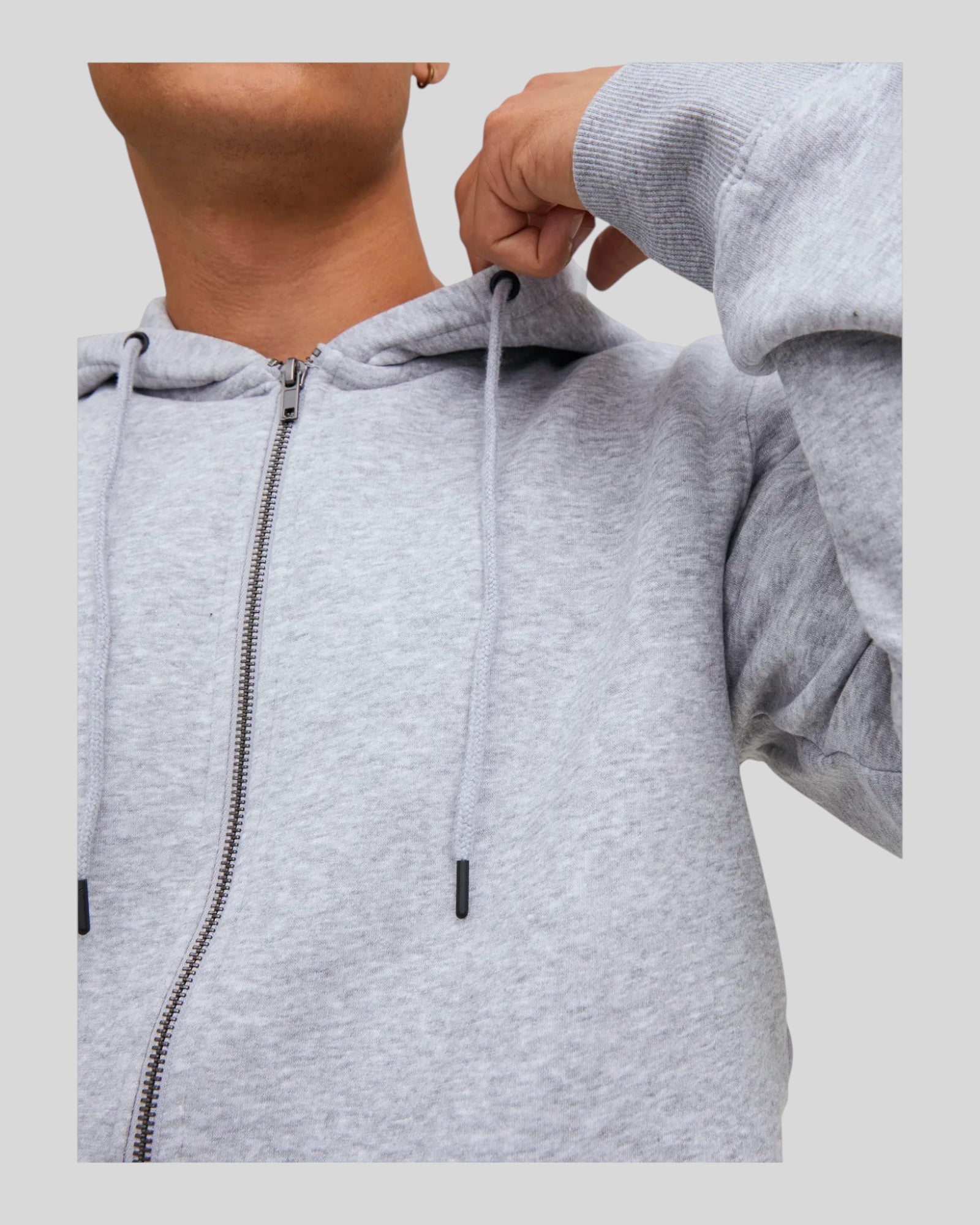 Felpa Con Cappuccio Jjbradley Sweat Zip Hoodie Light Grey 12249342 Jack & Jones