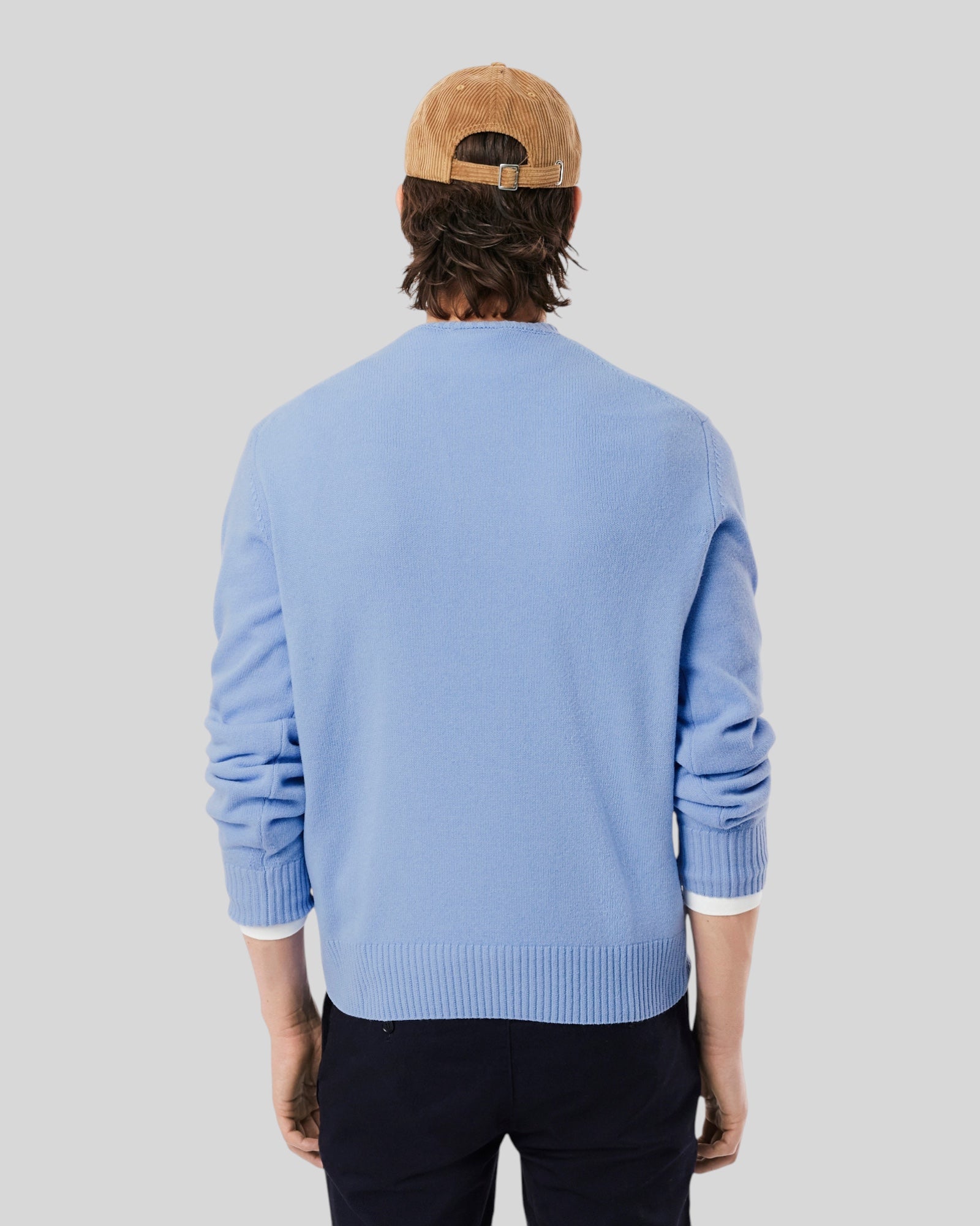 Maglione Girocollo In Lana Cardata Azzurro AH2916-00-HBP Lacoste