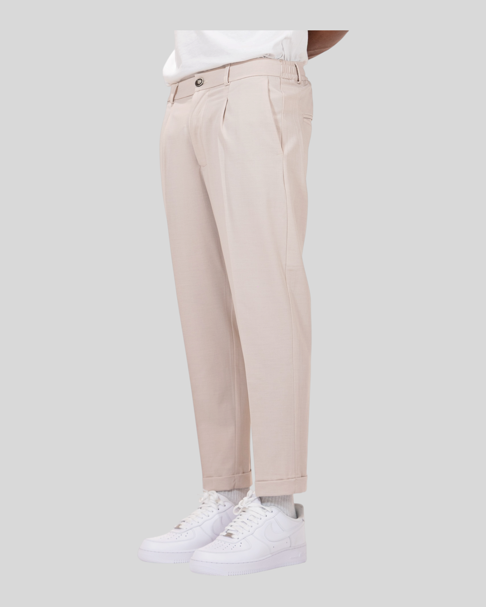 Pantalone Slim Fit Fresco Lana Crema Soldier