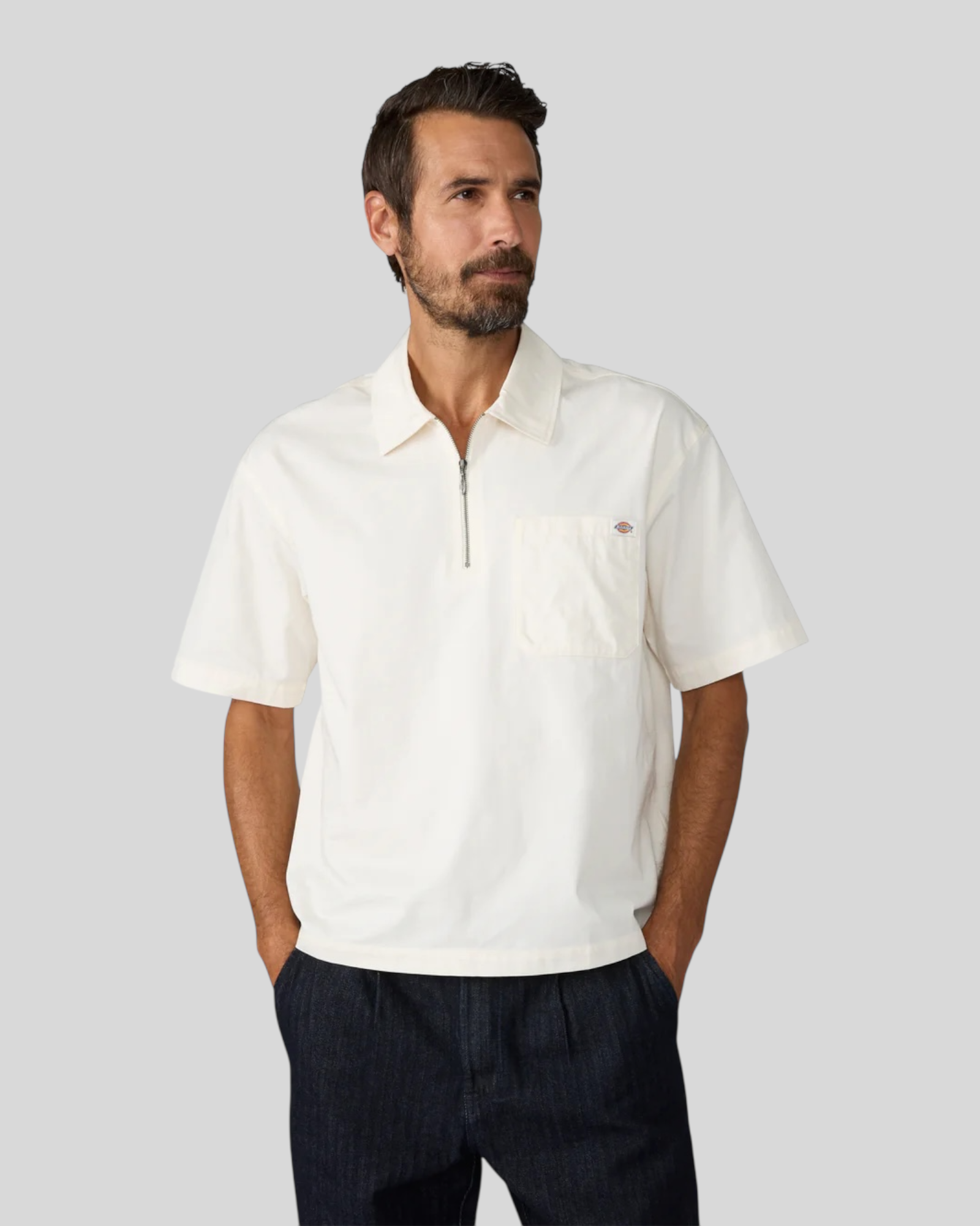 Camicia Maniche Corte Con Zip Cadiz QZ SS Egret DK0A88PIC48 Dickies