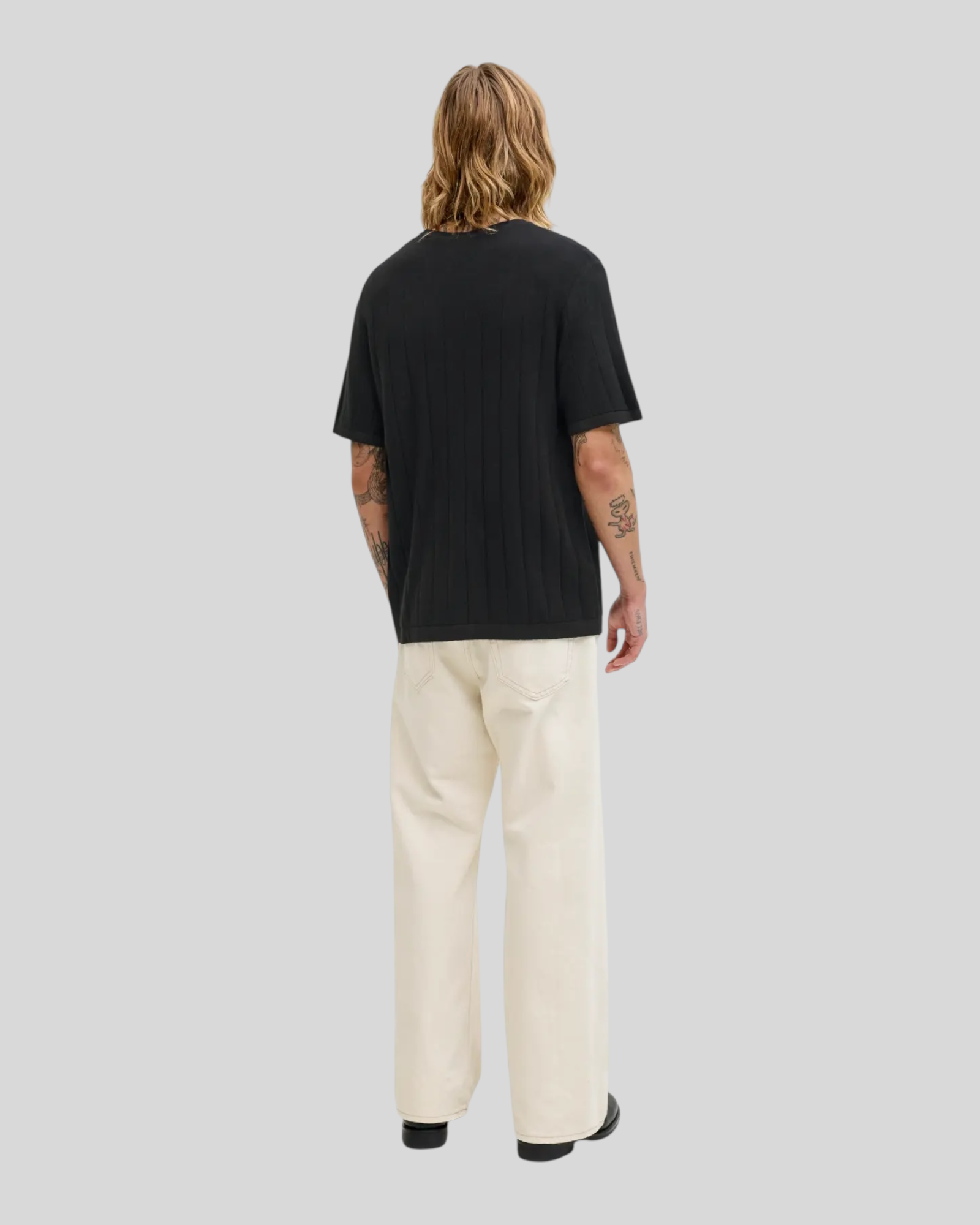 T-Shirt In Maglia Jjebradley Knit Tee Nero 12288582 Jack & Jones