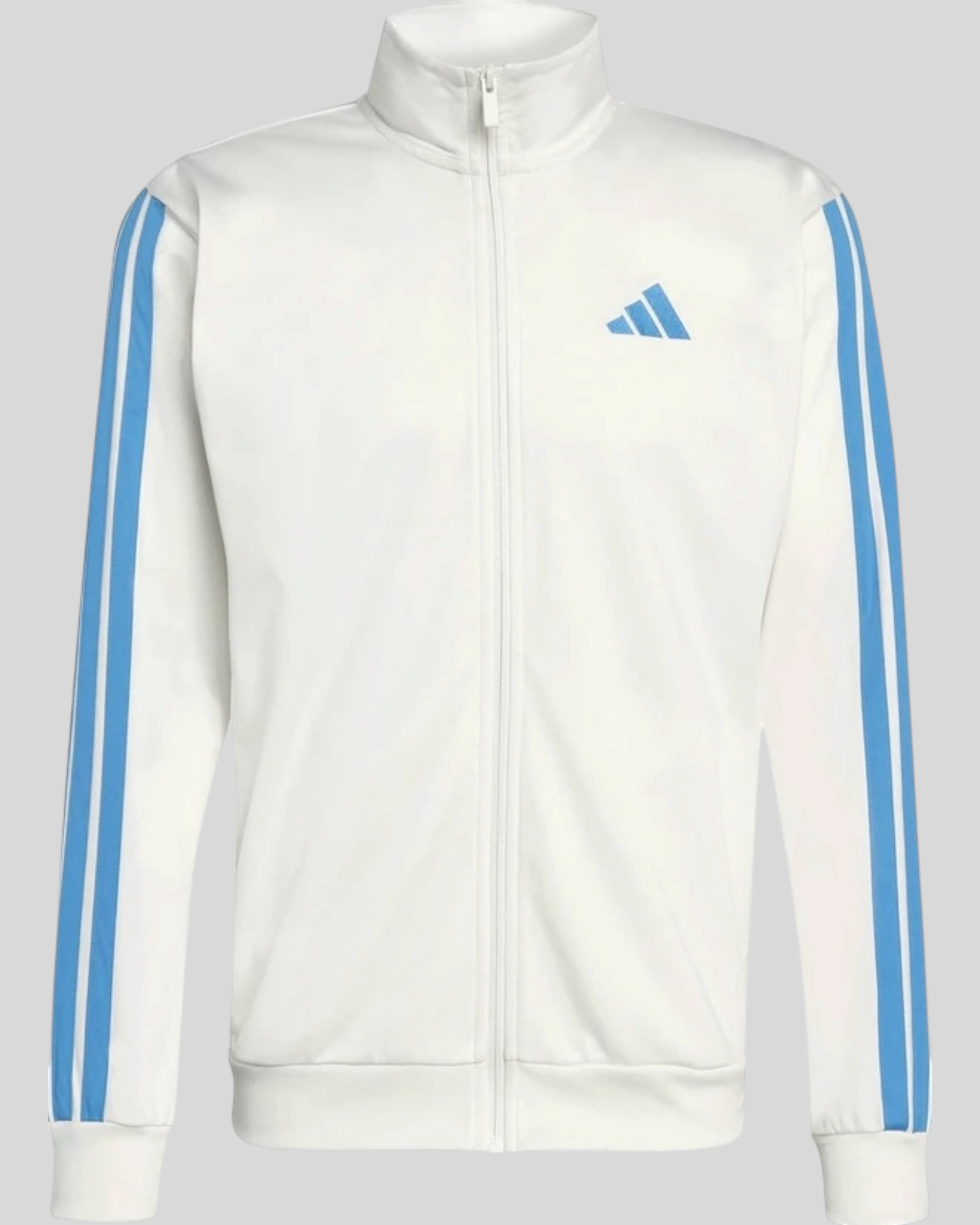 Felpa Con Zip 3 Stripes Bianca e Blu Chiaro KC1383 Adidas