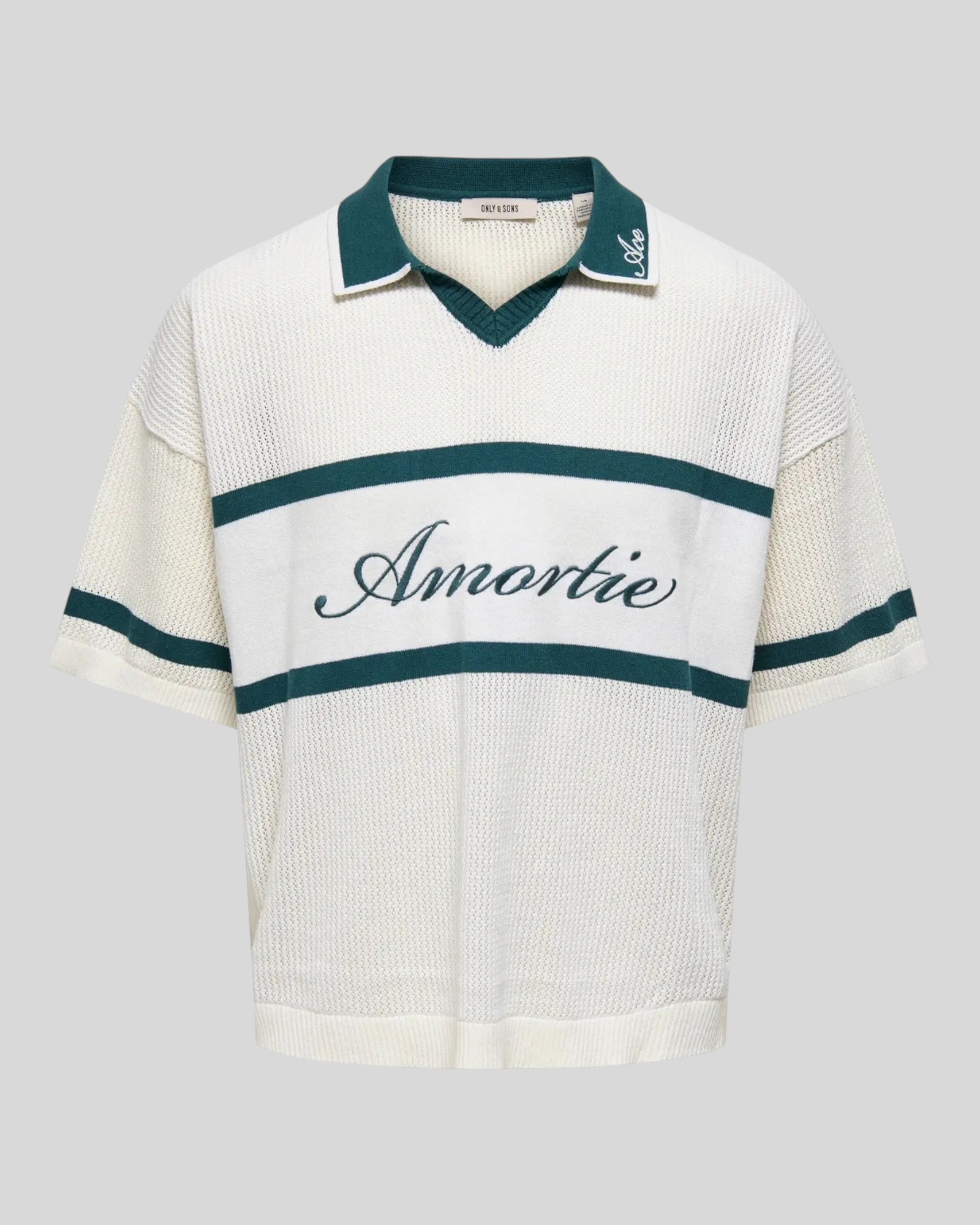 Polo In Maglia Onsace Life Split Mallard Green Antique White 22038047 Only & Sons