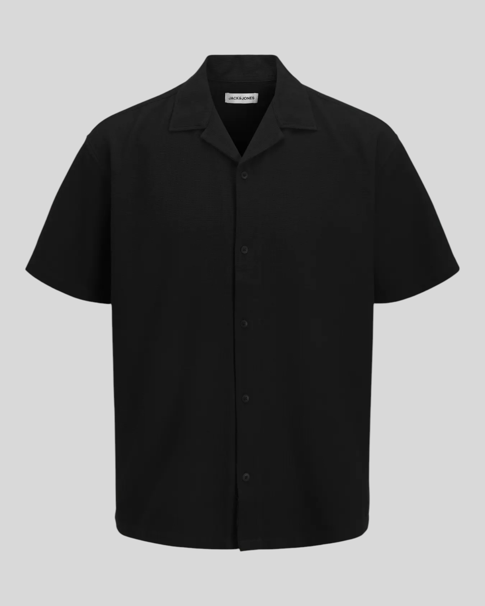 Camicia Maniche Corte JJglobal Waffle Resort Shirt Nero 12295551 Jack & Jones