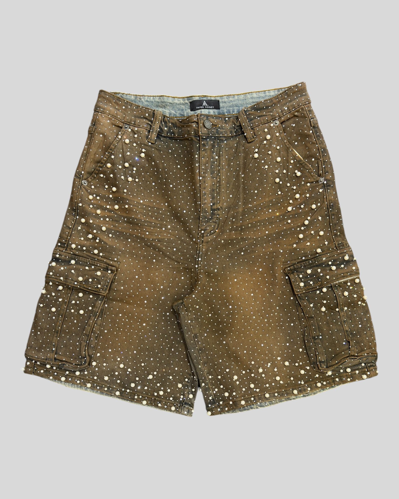 Short Crystallized Pearl Cargo Tan PM1096 Paper Money