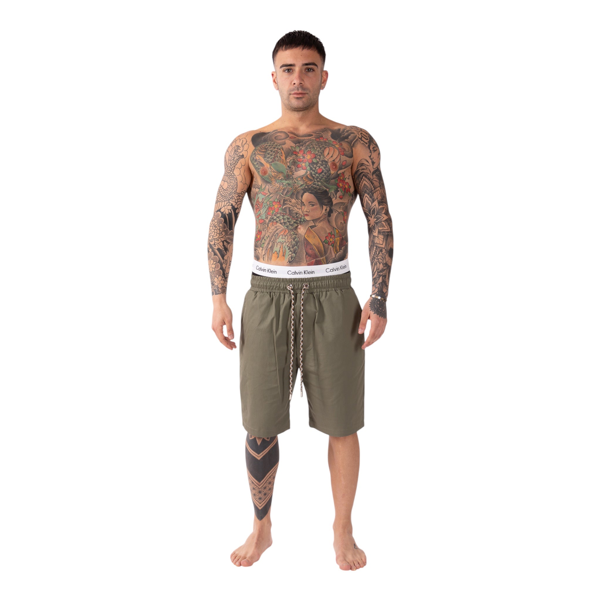 Short Con Elastico In Cotone Manu Verde Soldier