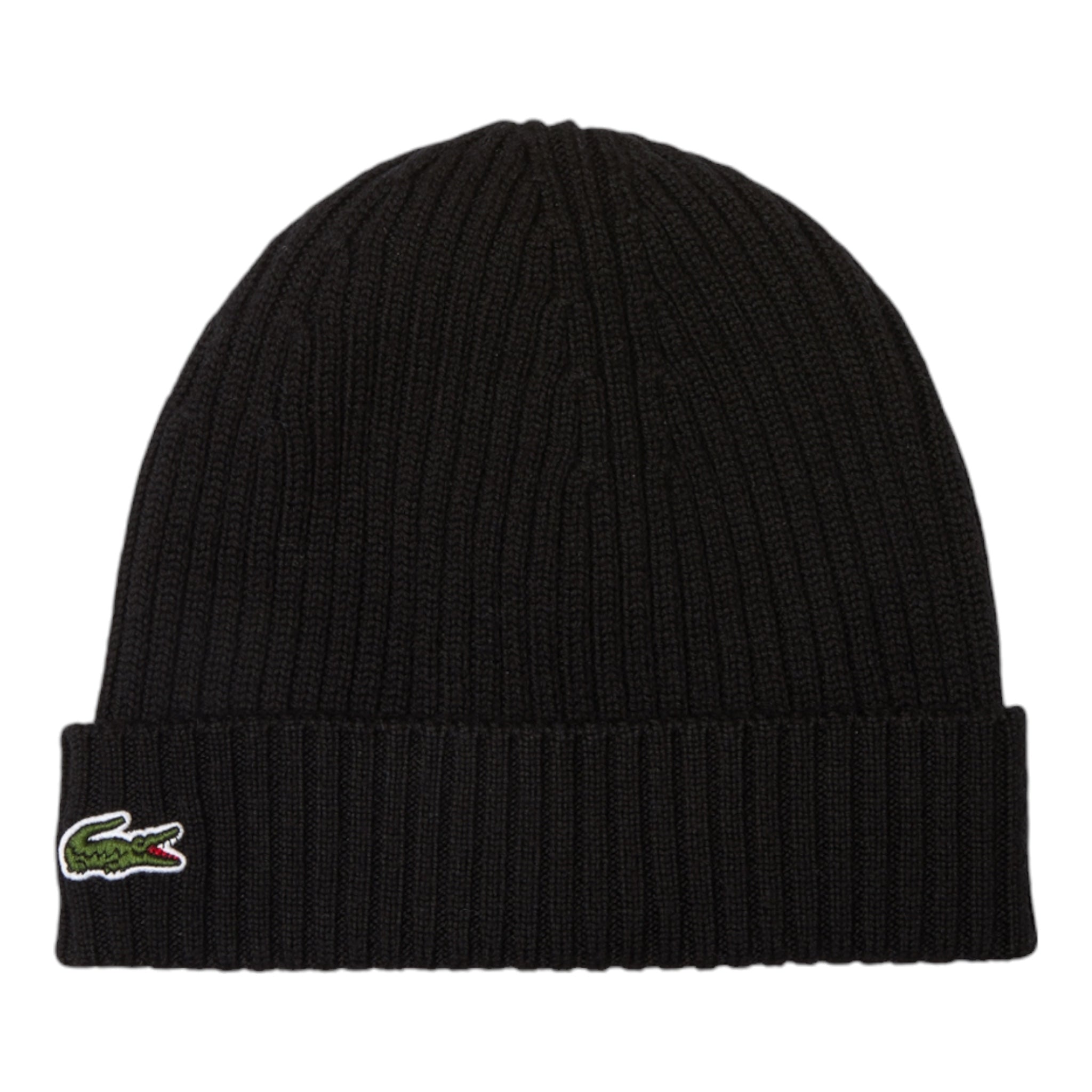 Black Ribbed Wool Hat RB0001-00-031 Lacoste
