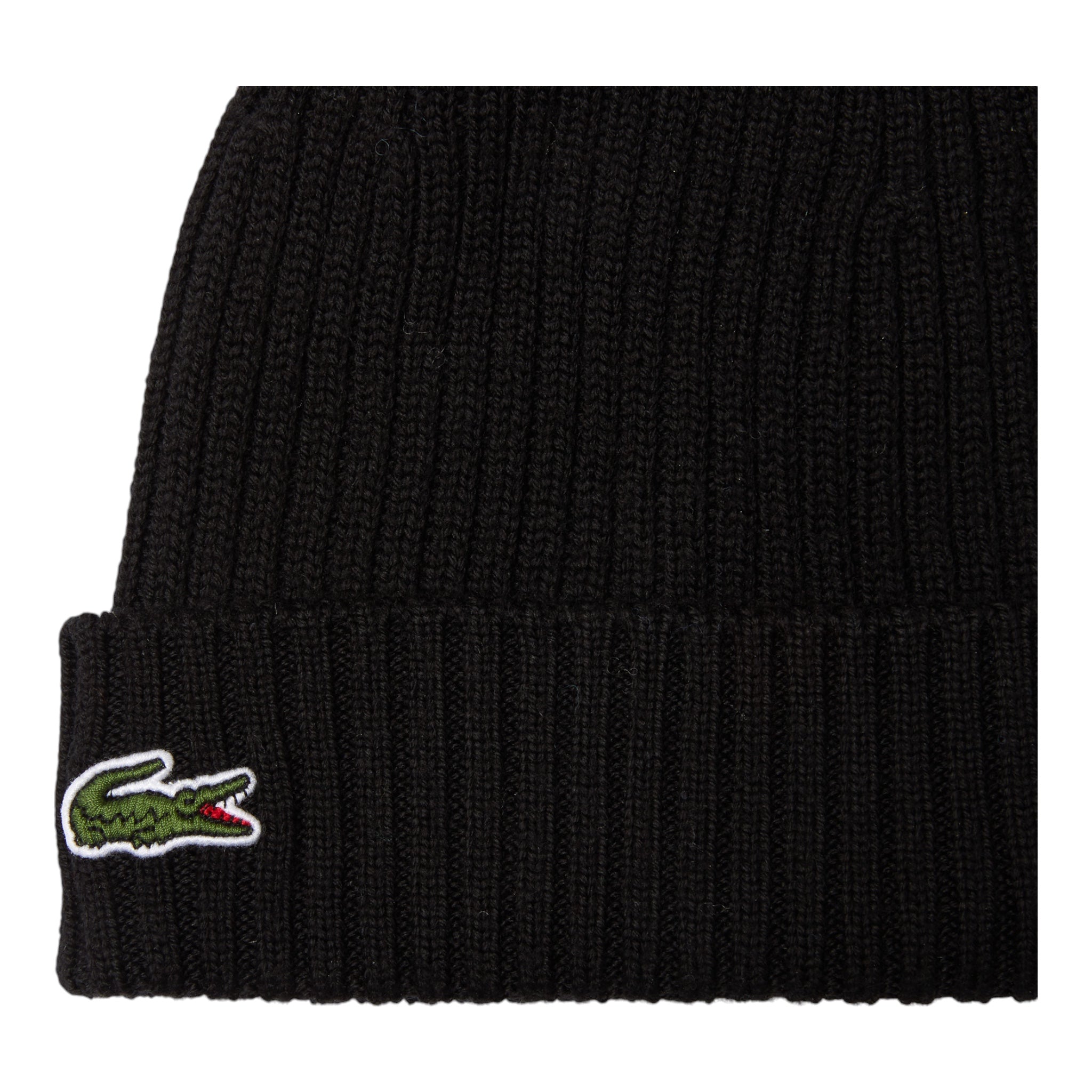 Black Ribbed Wool Hat RB0001-00-031 Lacoste