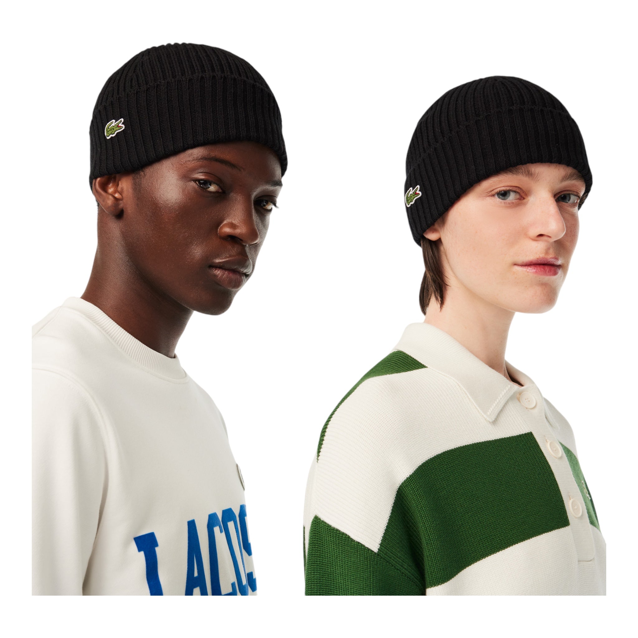 Black Ribbed Wool Hat RB0001-00-031 Lacoste
