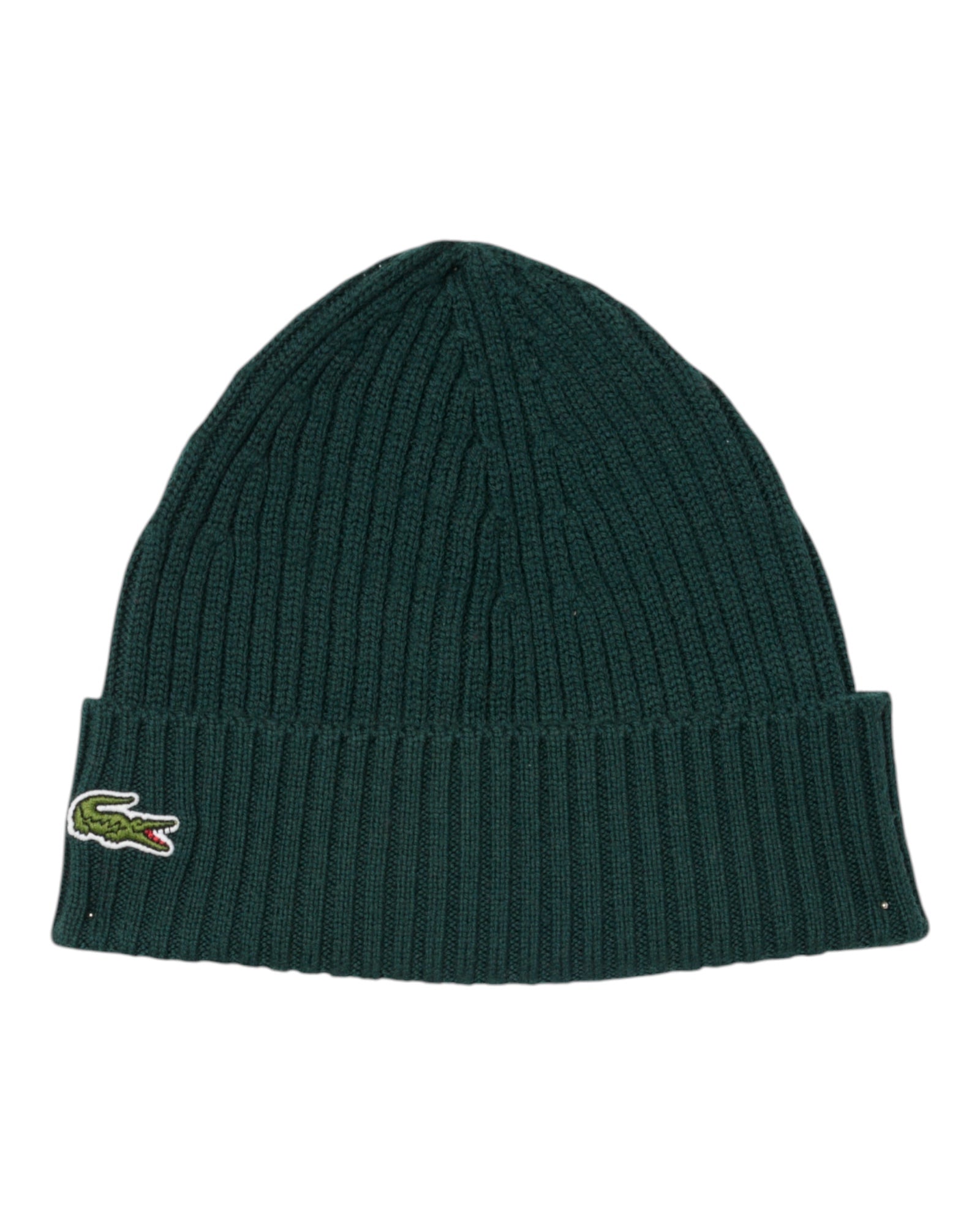 Lacoste Khaki Green Ribbed Wool Hat RB0001-00-L7A
