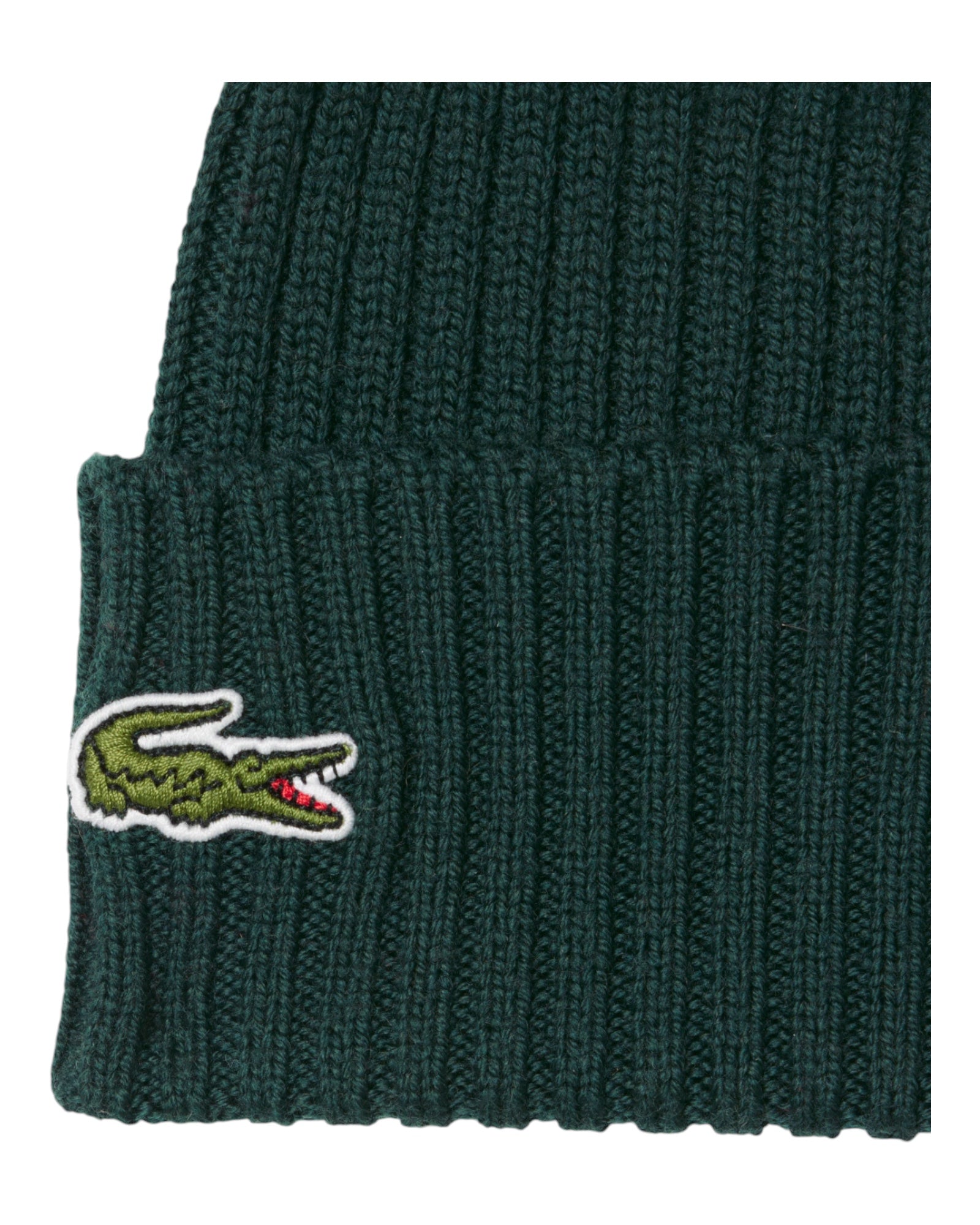 Lacoste Khaki Green Ribbed Wool Hat RB0001-00-L7A
