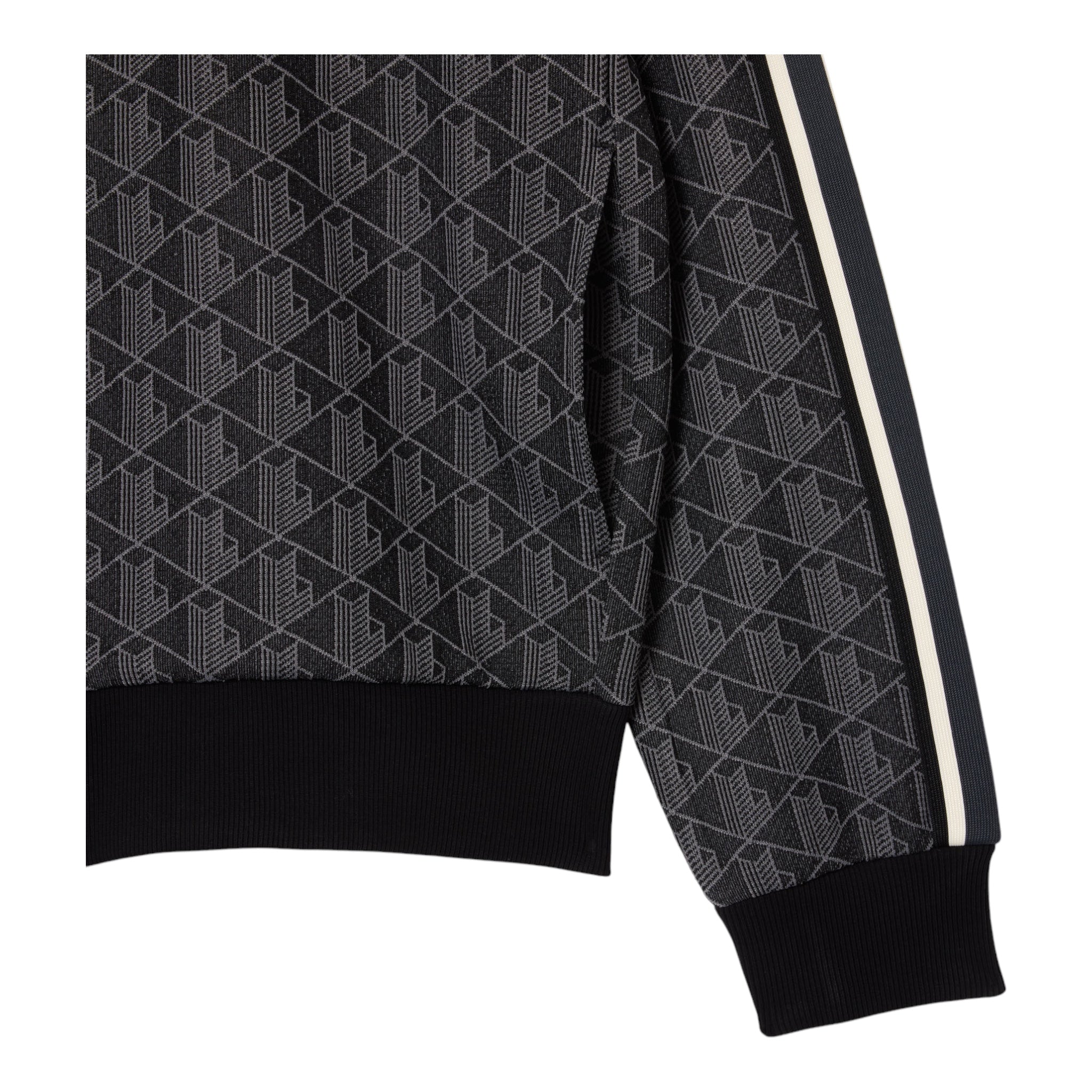 Full Zip Sweatshirt In Jacquard Monogram Black-Grey SH1368 00 4PC Lacoste