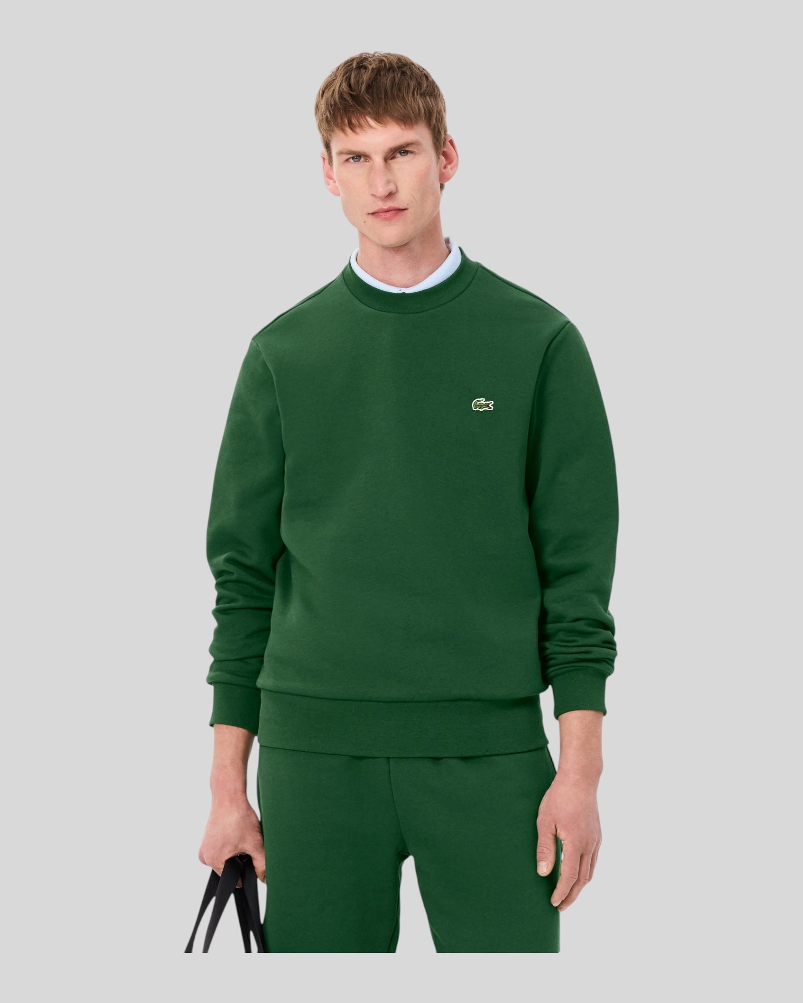 Felpa Girocollo Classic Fit Verde SH9608-00-132 Lacoste