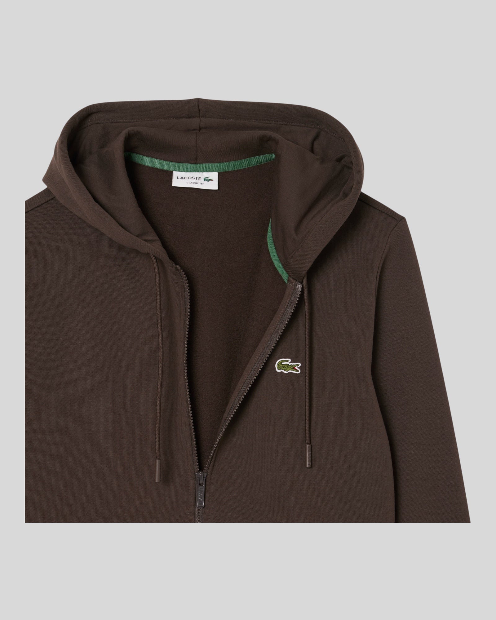 Felpa Con Zip e Cappuccio Marrone SH9626-00-SKB Lacoste