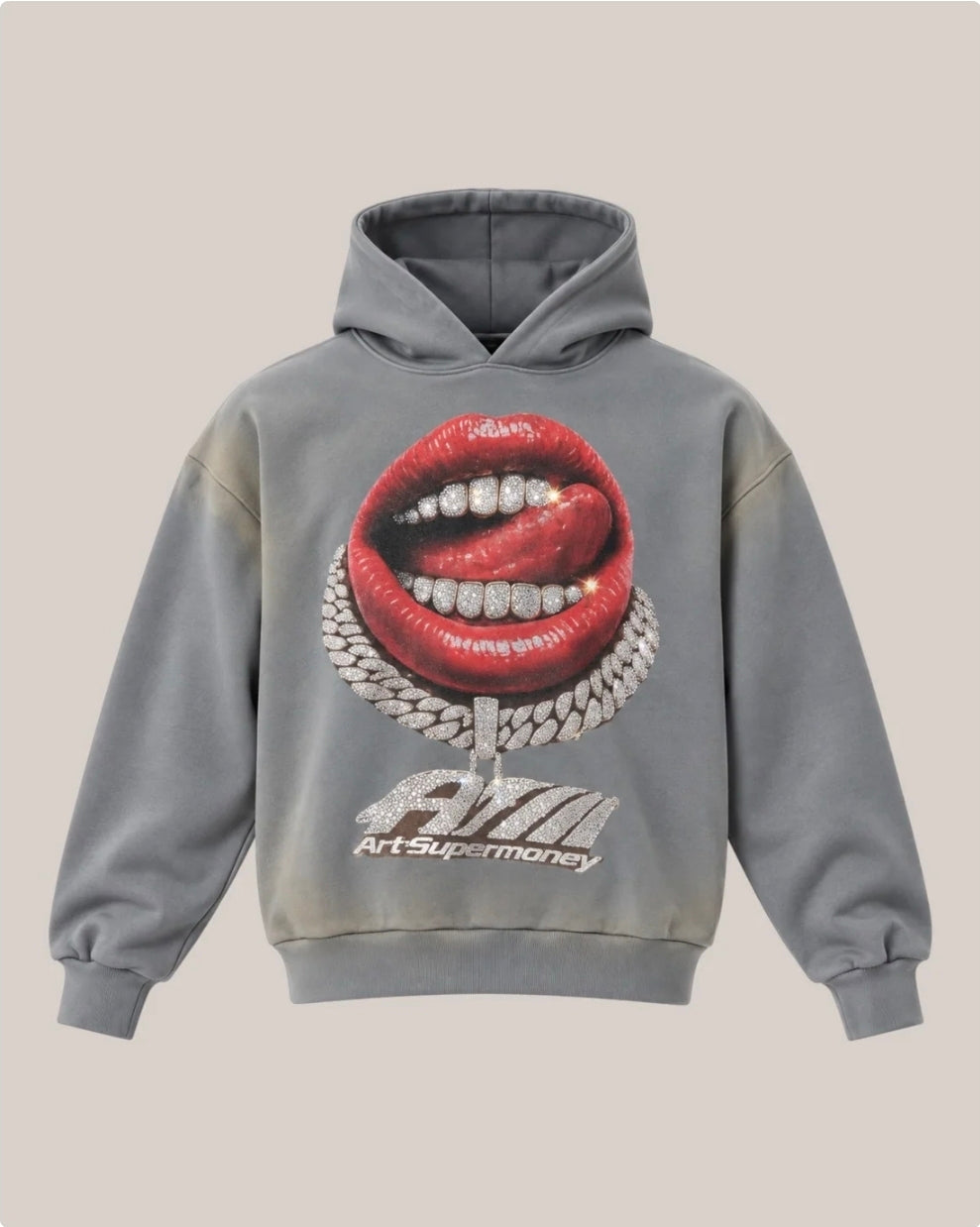 Felpa Con Cappuccio Uomo Art Super Money Grillz Hoodie Iron ART. GRILLZ BLACK VERSION HOODIE COL: IRON