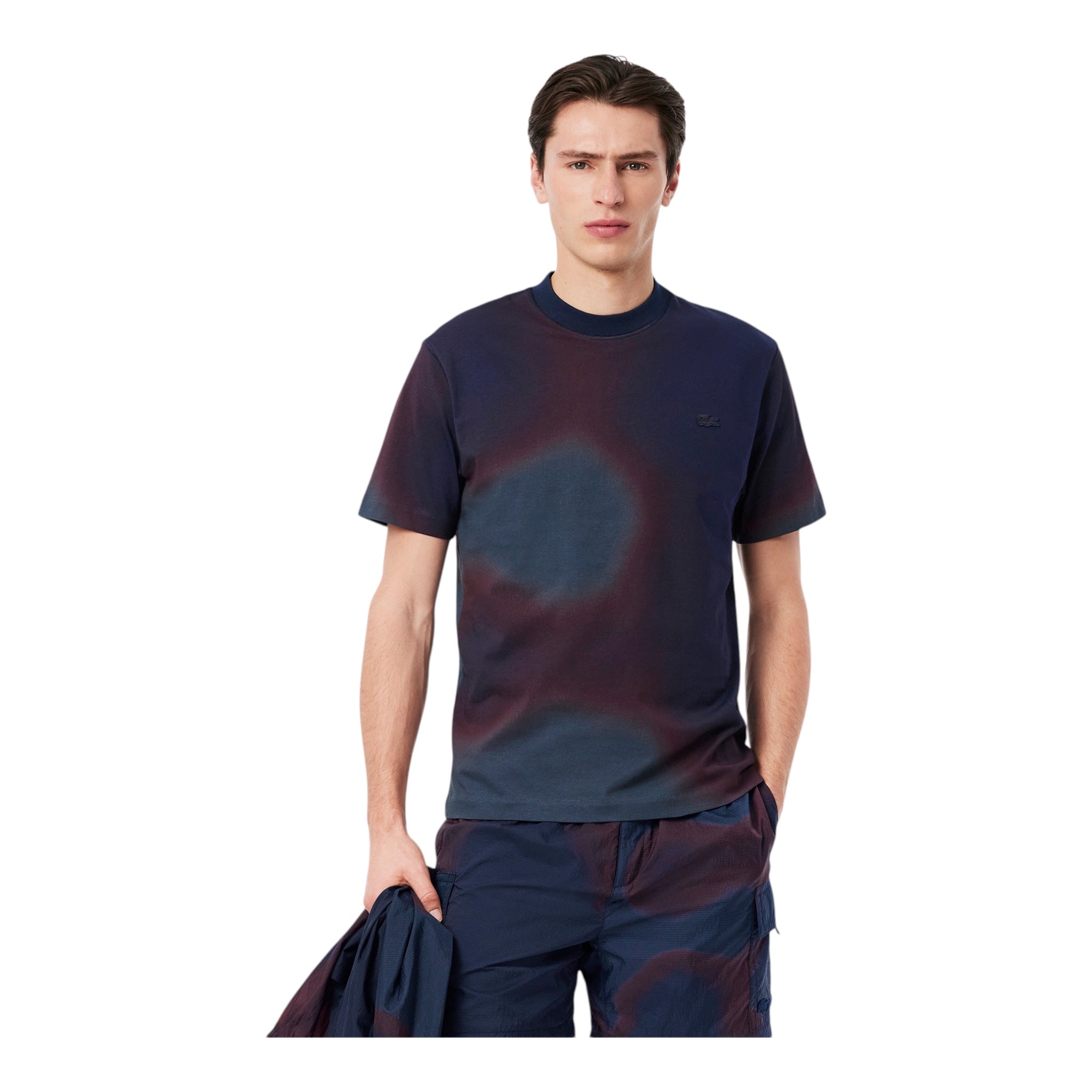 T-Shirt In Jersey Con Stampa Ombré Bleu Marine/ Bordeaux TH0293 00 EIX Lacoste