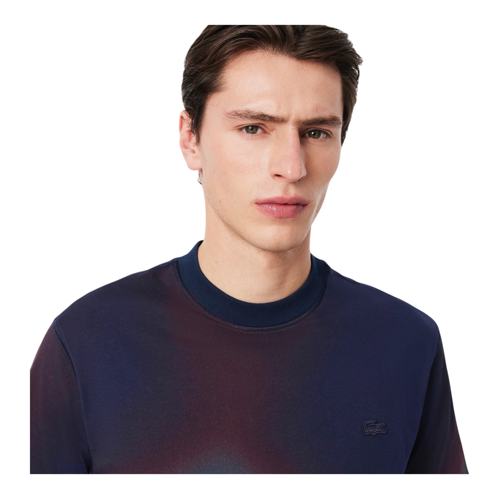 T-Shirt In Jersey Con Stampa Ombré Bleu Marine/ Bordeaux TH0293 00 EIX Lacoste