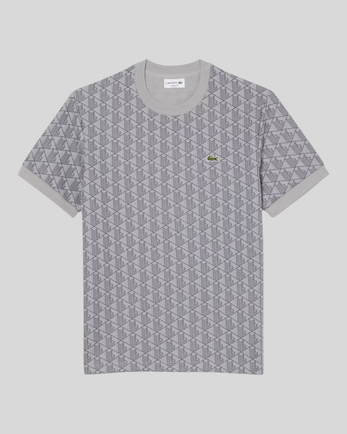 T-Shirt Lacoste TH1197-00-41I grigio chiaro e grigio scuro monogramma jacquard