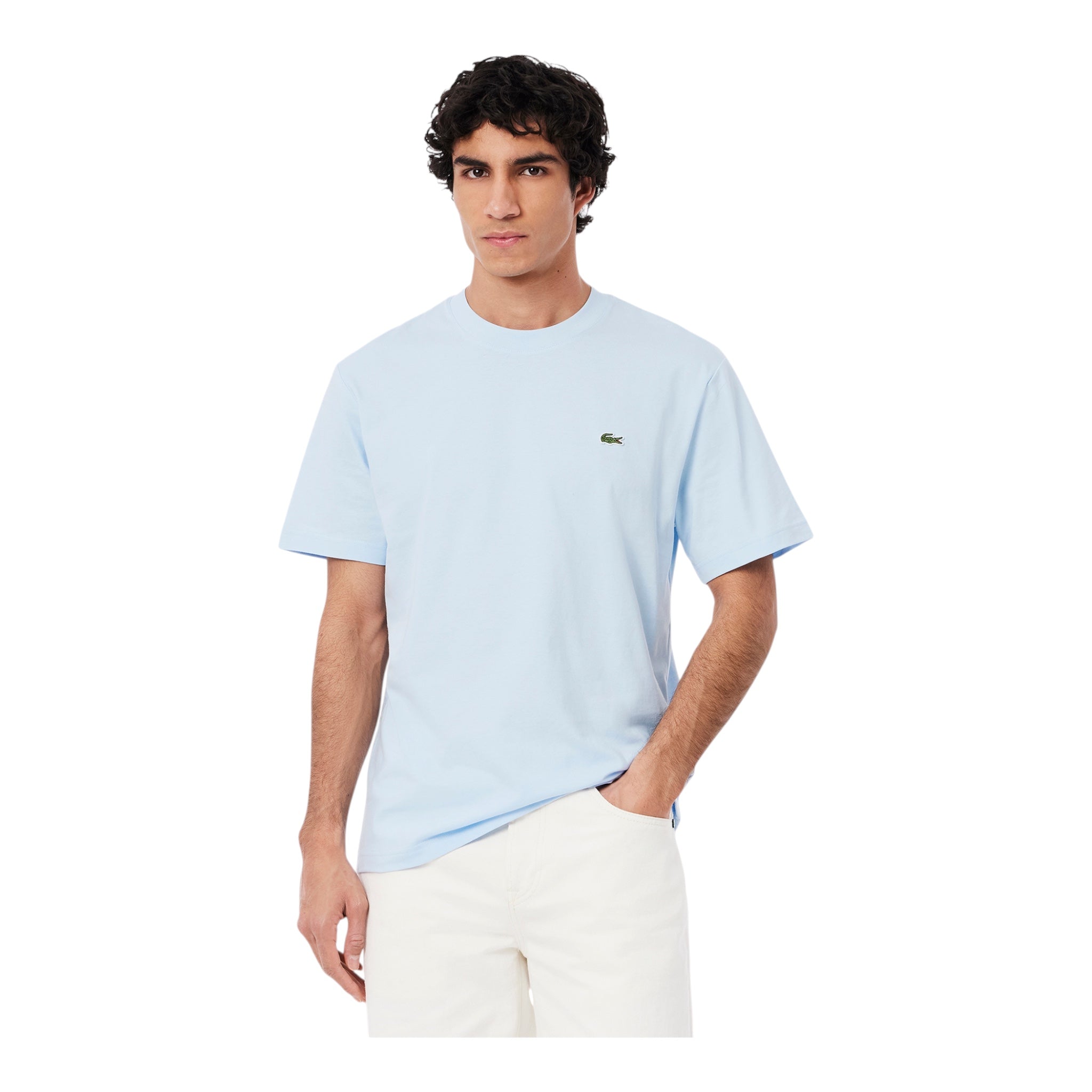 T-Shirt Classic Fit In Jersey Blu Chiaro TH731800T01 Lacoste