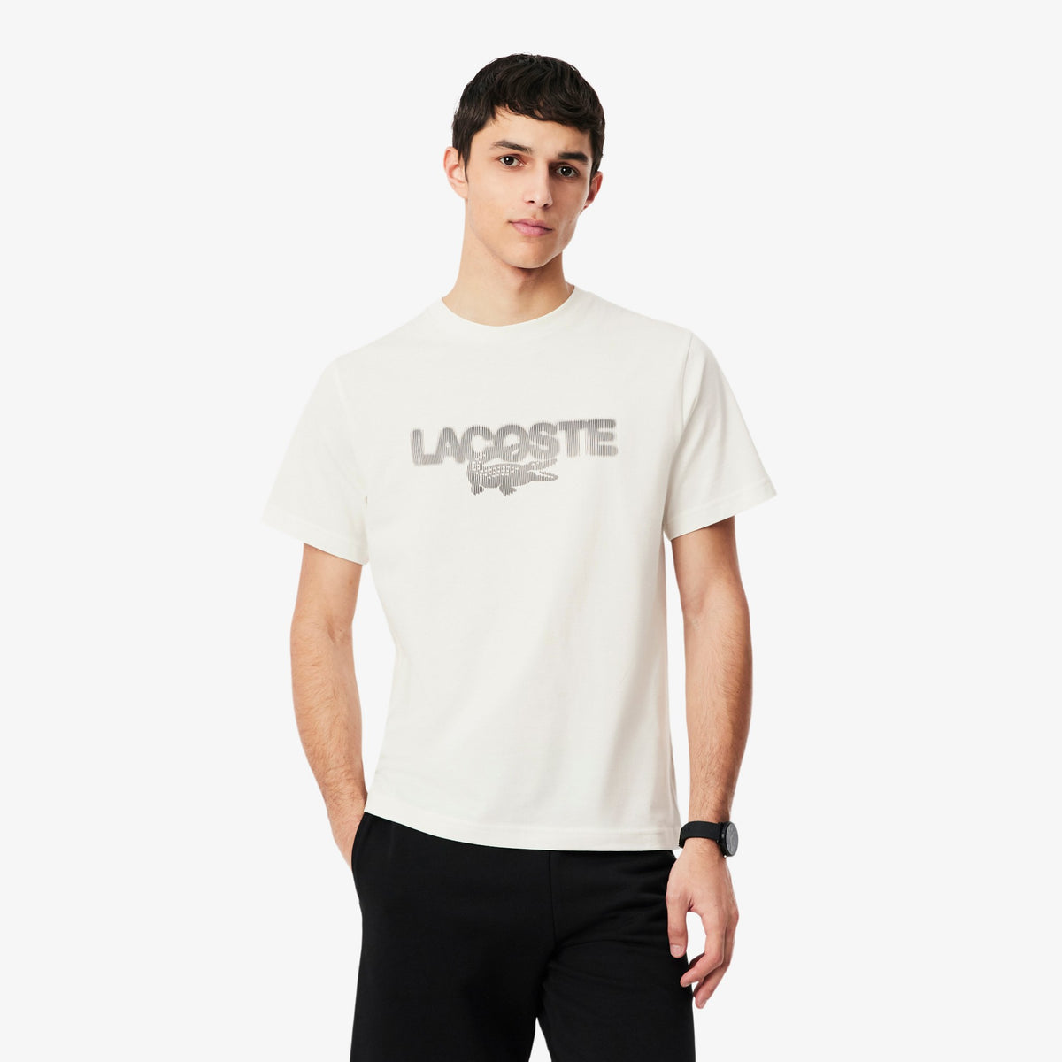 T-Shirt Lacoste TH9673-00-70V bianca con stampa grafica