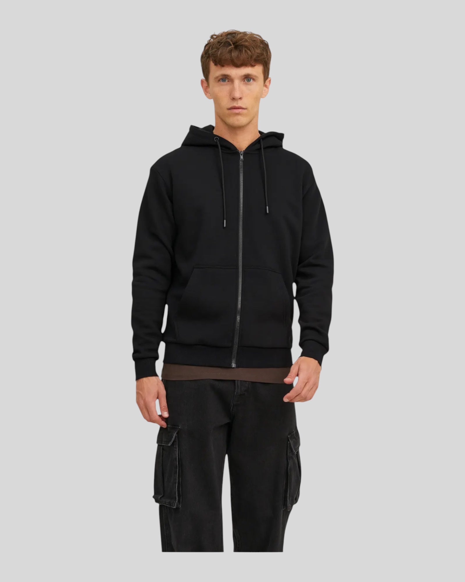 Felpa Con Cappuccio Jjbradley Sweat Zip Hoodie Nero 12249342 Jack & Jones