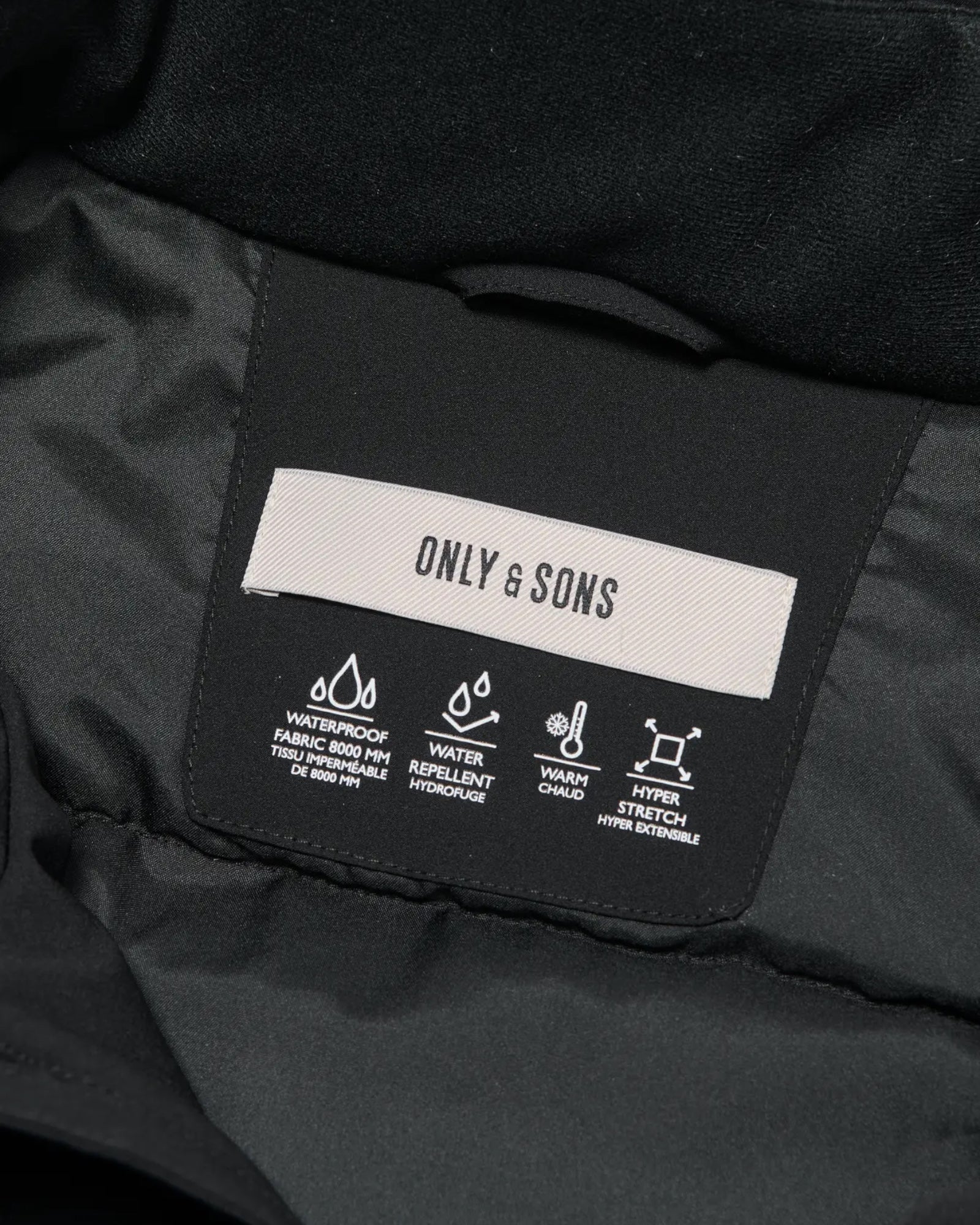 Giubbotto Parka Con Cappuccio Onssayn Waterproof Stretch Nero 22034894 Only & Sons