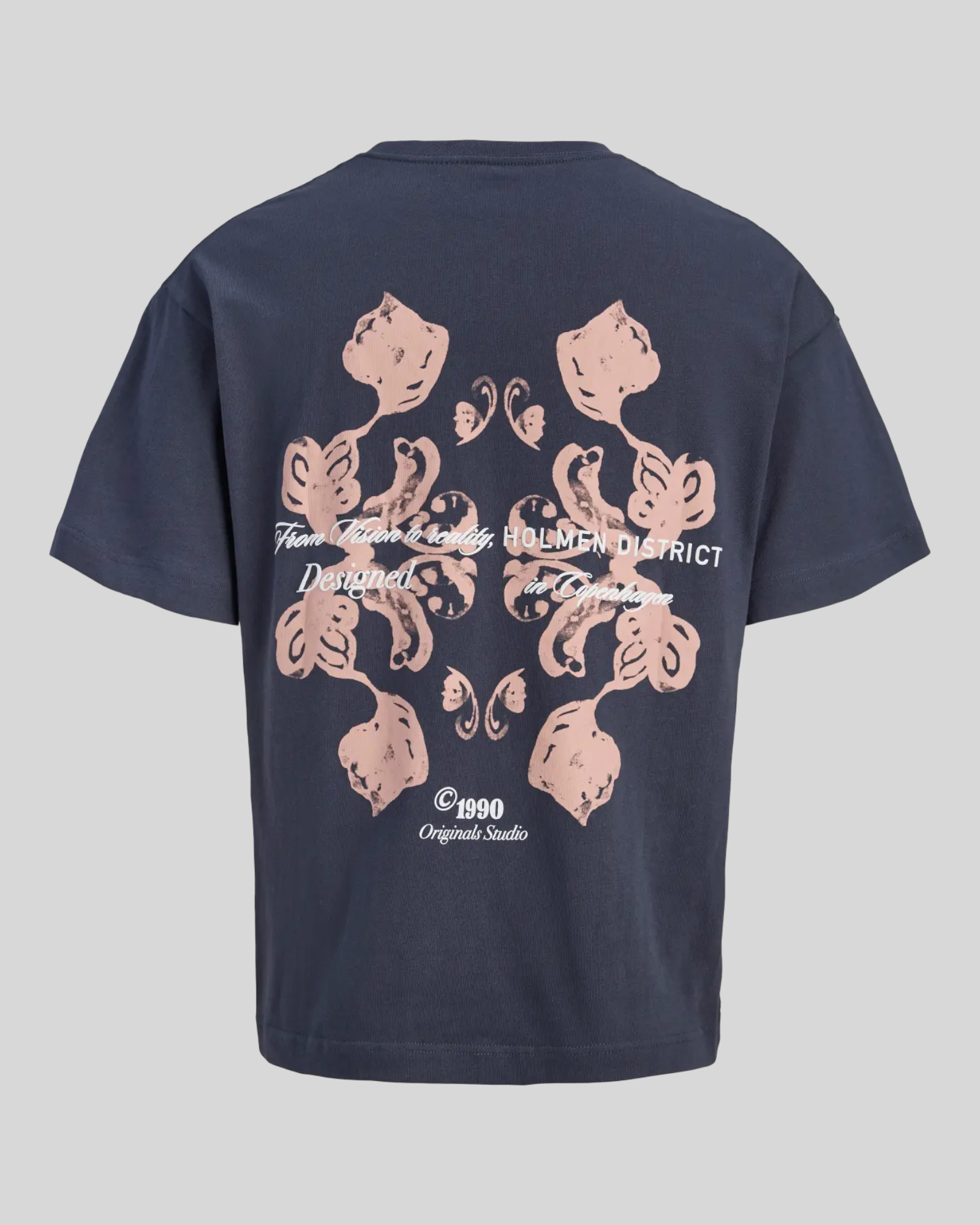 Brillantina Store grey 100% cotton t-shirt with a relaxed fit and a large graphic print on the back.