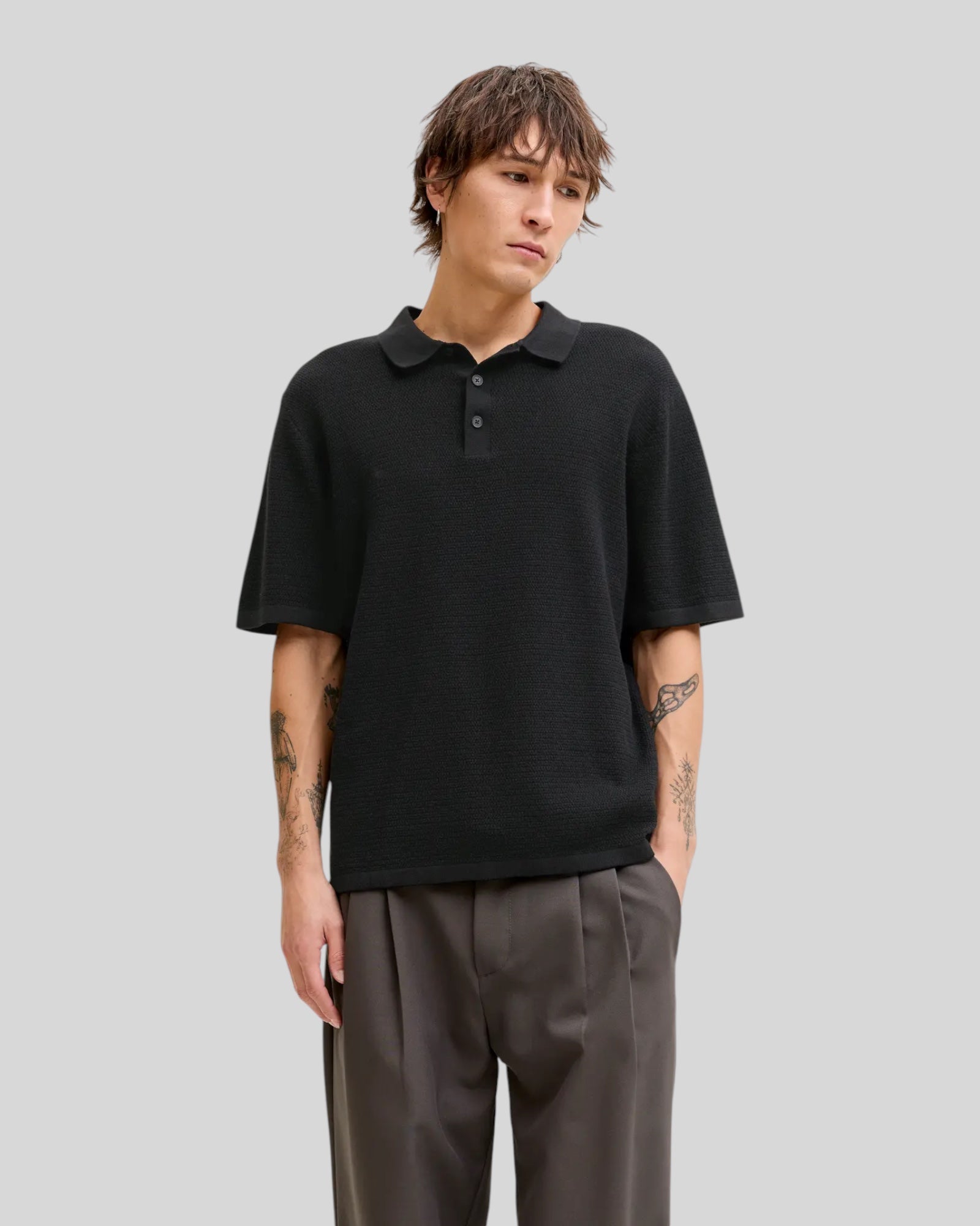 Polo In Maglia JJgeorge Knit Nera 12268281 Jack & Jones