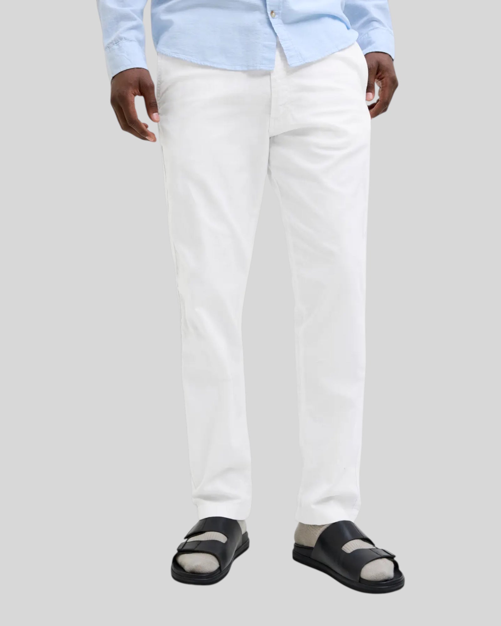 Pantaloni In Misto Lino Jpstkane Jogger Bianco 12274977 Jack & Jones