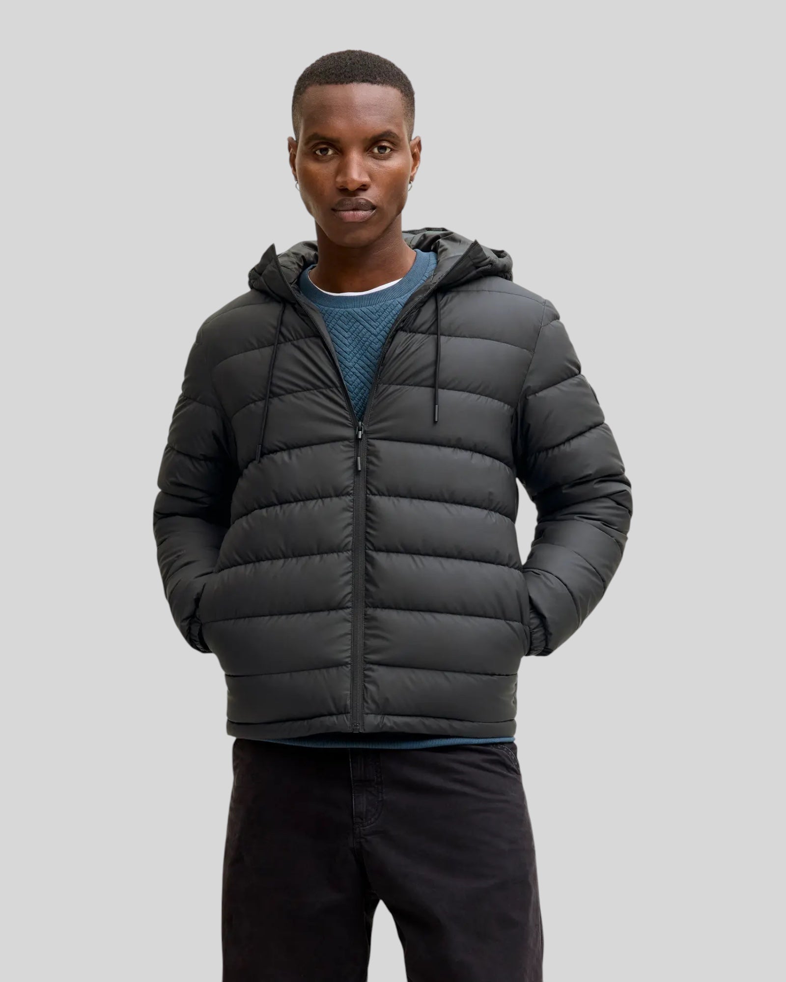 Giubbotto Con Cappuccio Jcopoint Pu Puffer Jacket Nero 12285924 Jack & Jones