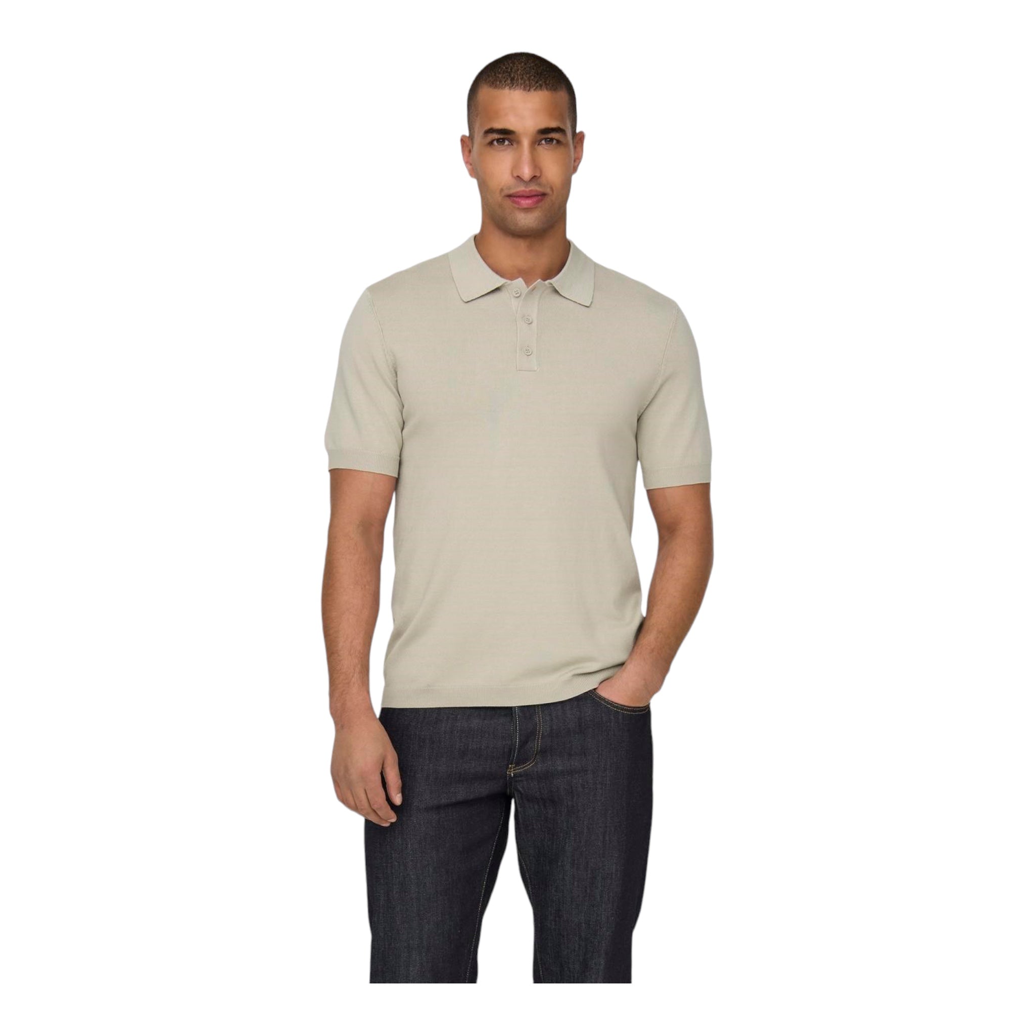 Polo In Maglia Onswyler Life Reg Knit Silver Lining 22022219