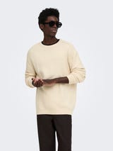 Maglione ONLY & SONS ONSJAMES Cutline RLX Crew Knit color Oatmeal, codice 22039393