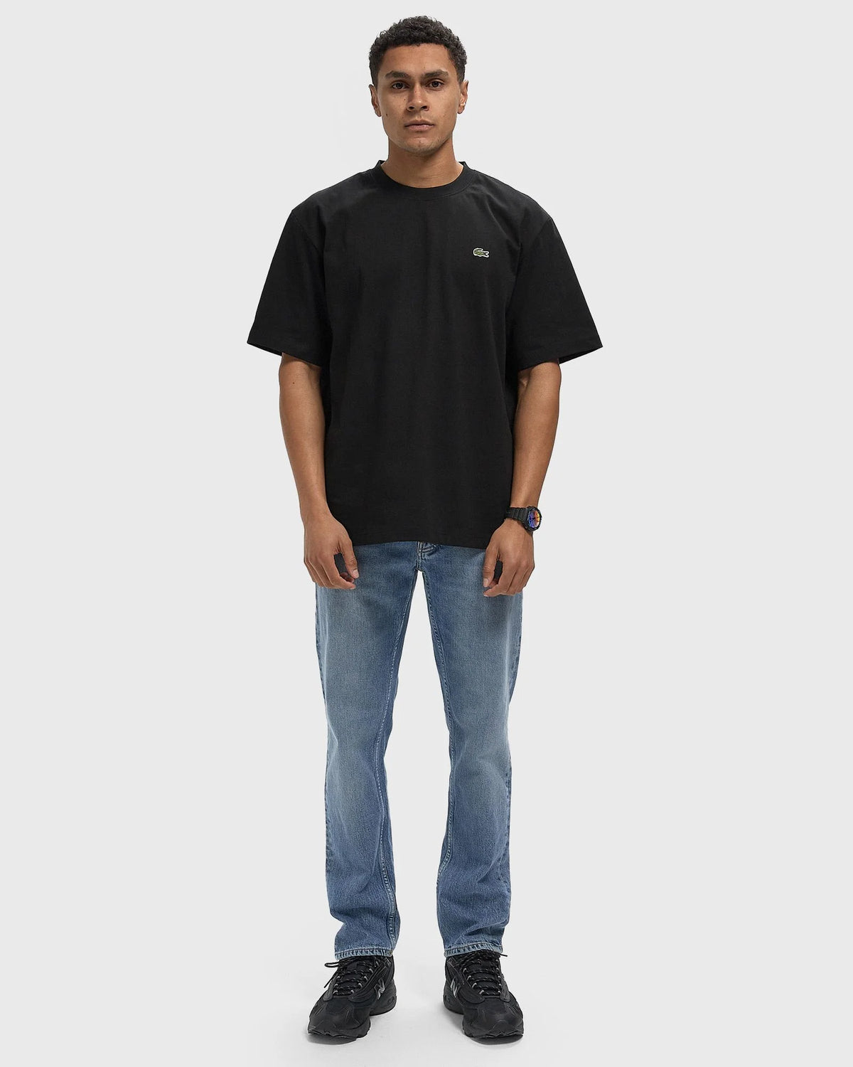 T-Shirt Uomo Lacoste Nera in Jersey di Cotone Pesante TH0876-00-031