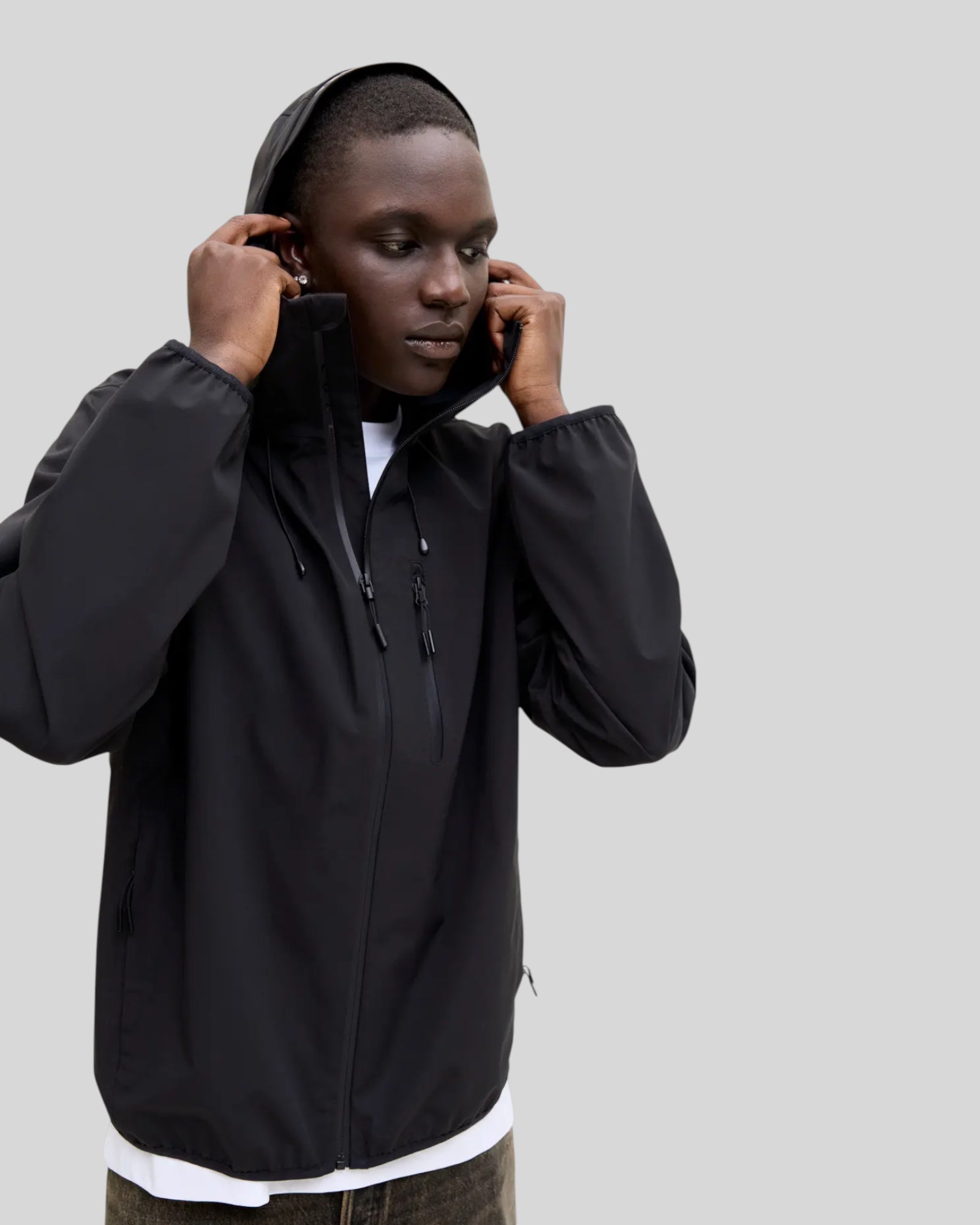 Giubbotto Con Cappuccio Jcofusion Technical Nero 12293425 Jak & Jones