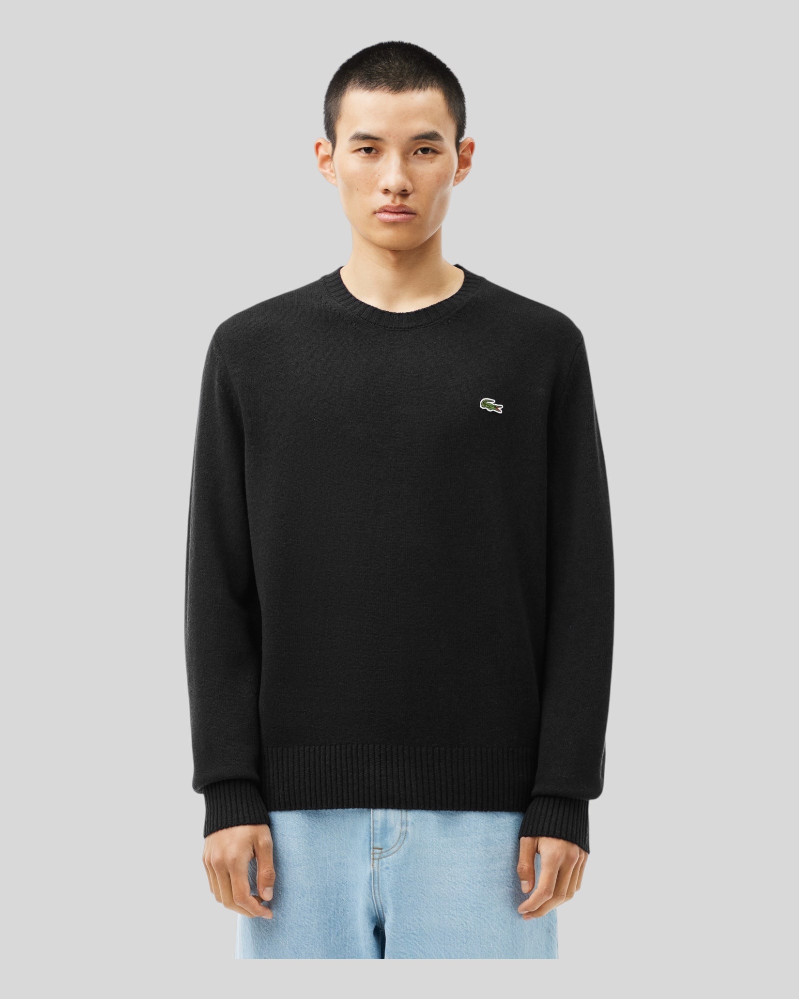 Maglione Girocollo In Lana Cardata Nero AH2916-00-031 Lacoste