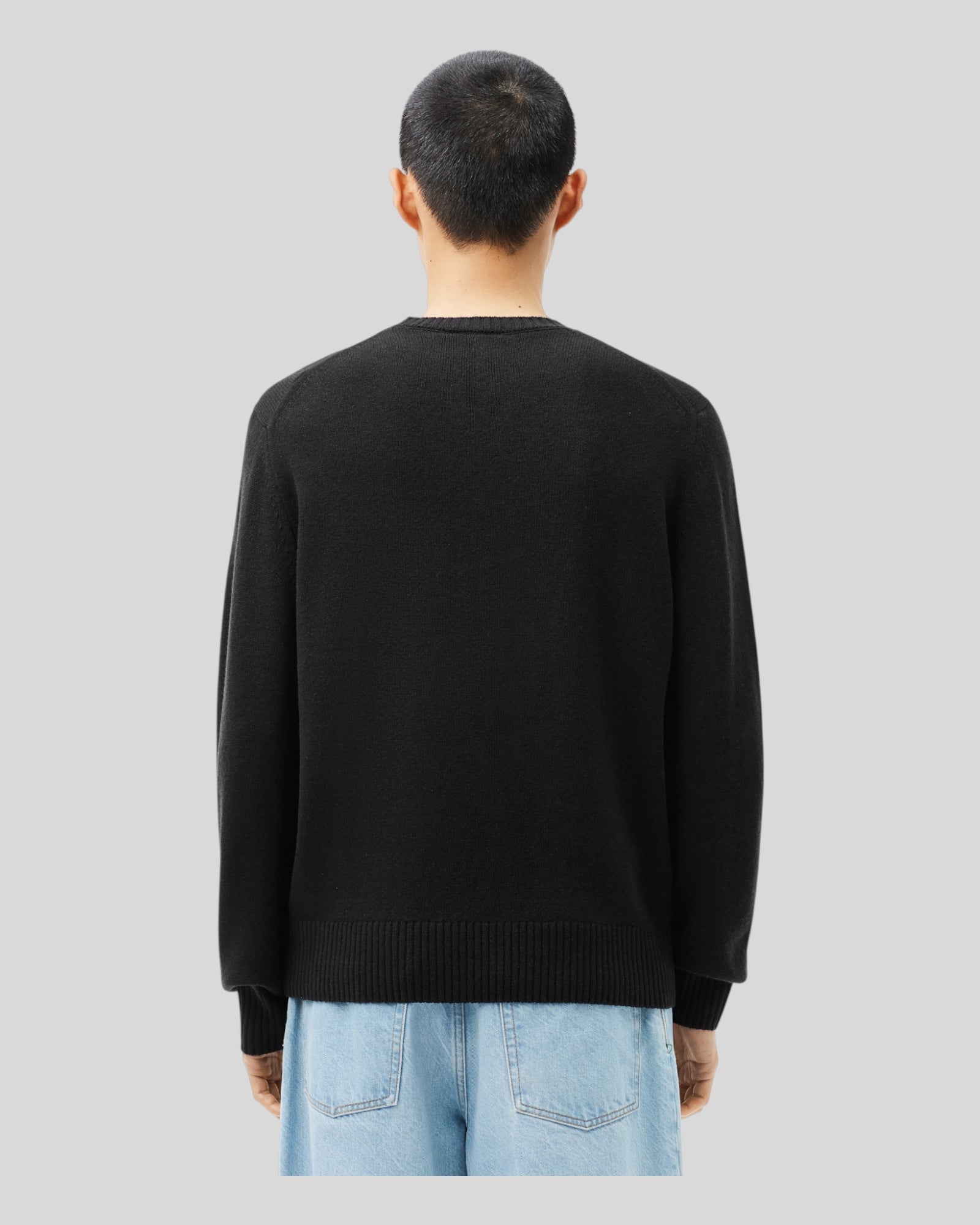 Maglione Girocollo In Lana Cardata Nero AH2916-00-031 Lacoste