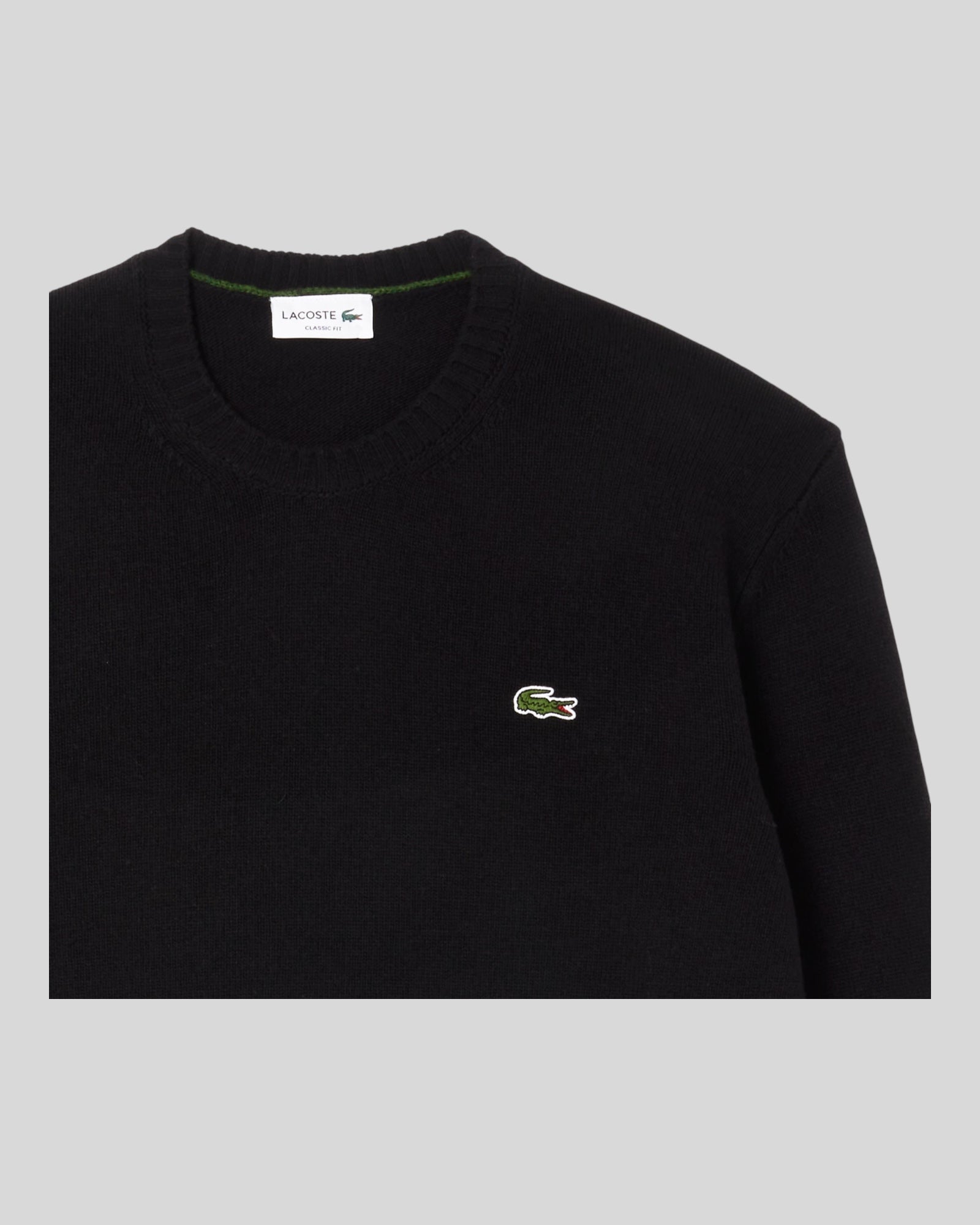 Maglione Girocollo In Lana Cardata Nero AH2916-00-031 Lacoste