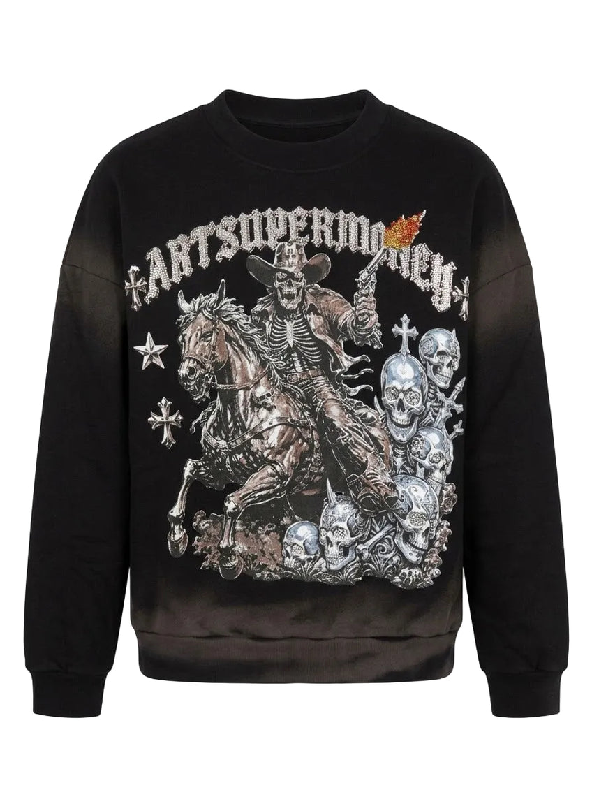 Felpa Girocollo Uomo Art Super Money Cross Western Simply Hoodie Nero ART. CROSS WESTERN SIMPLY HOODIE COL: BLACK