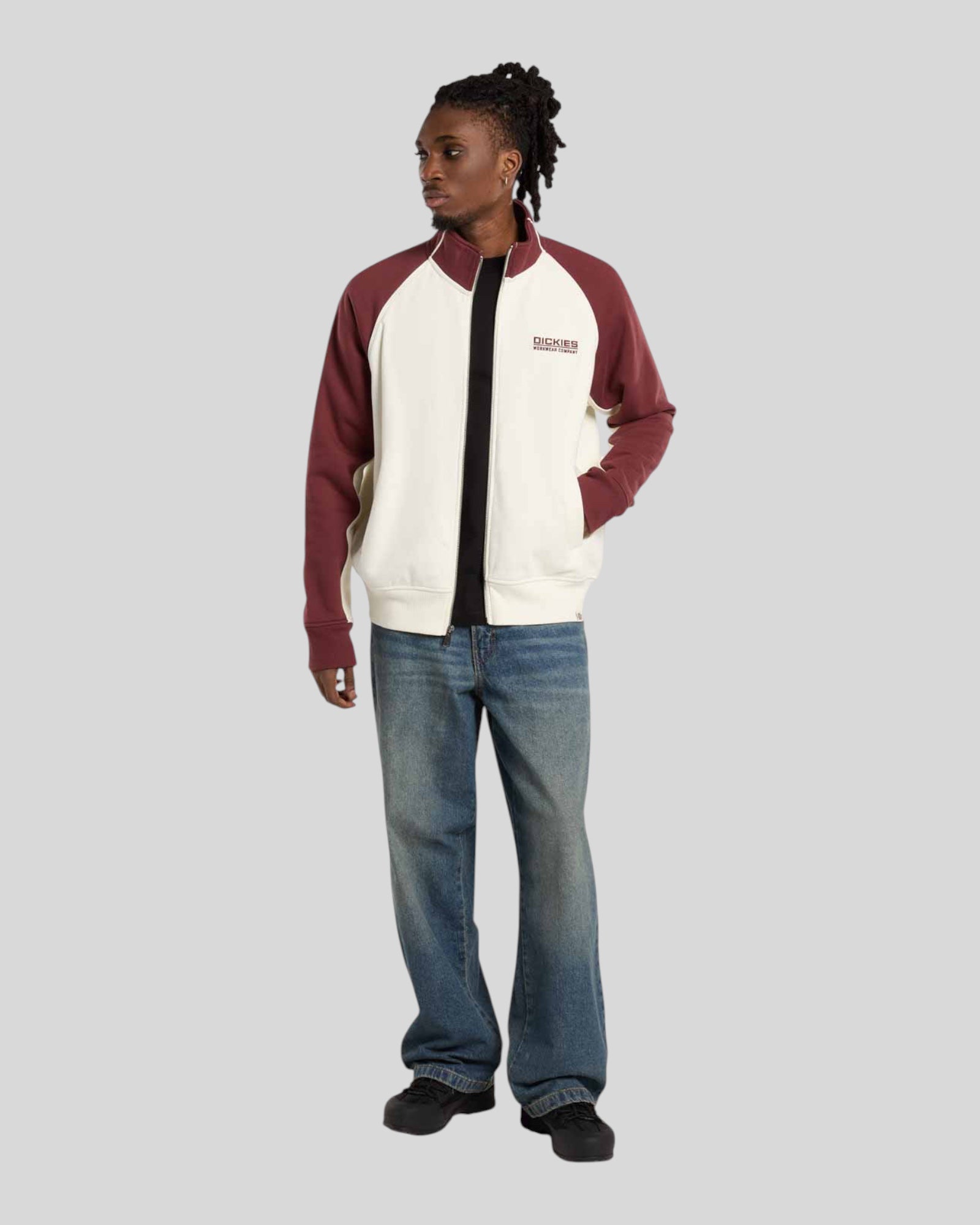 Felpa Con Zip Bolivar FT Sweatshirt Bianco-Bordeaux DK0A87NTL161 Dickies