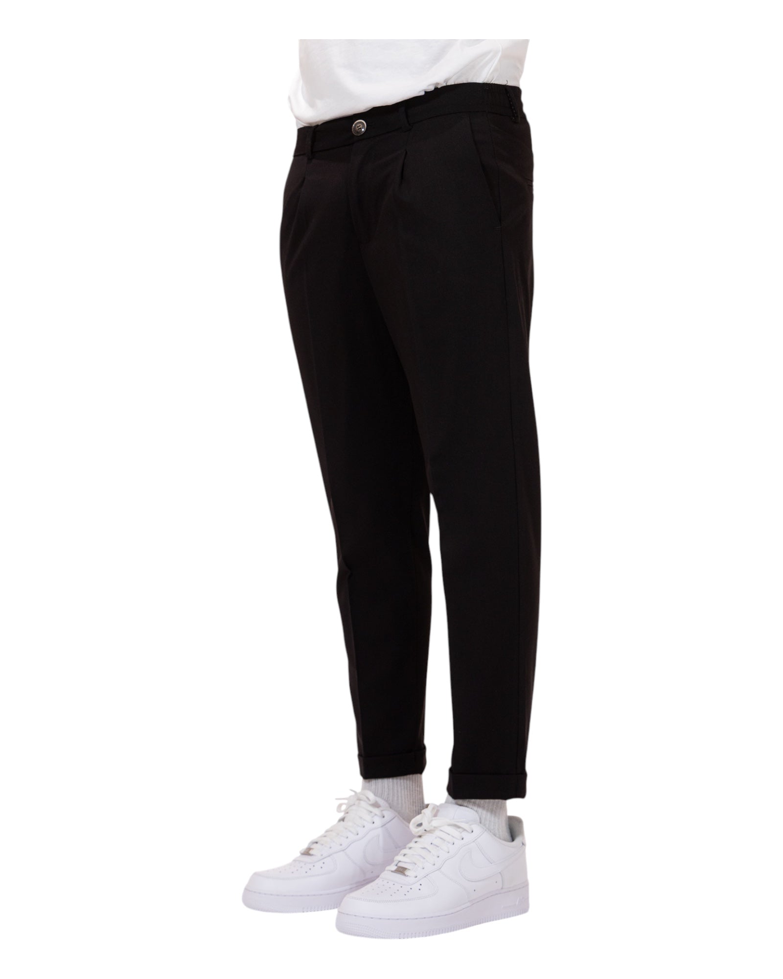 Pantalone Slim Fit Fresco Lana Nero Soldier