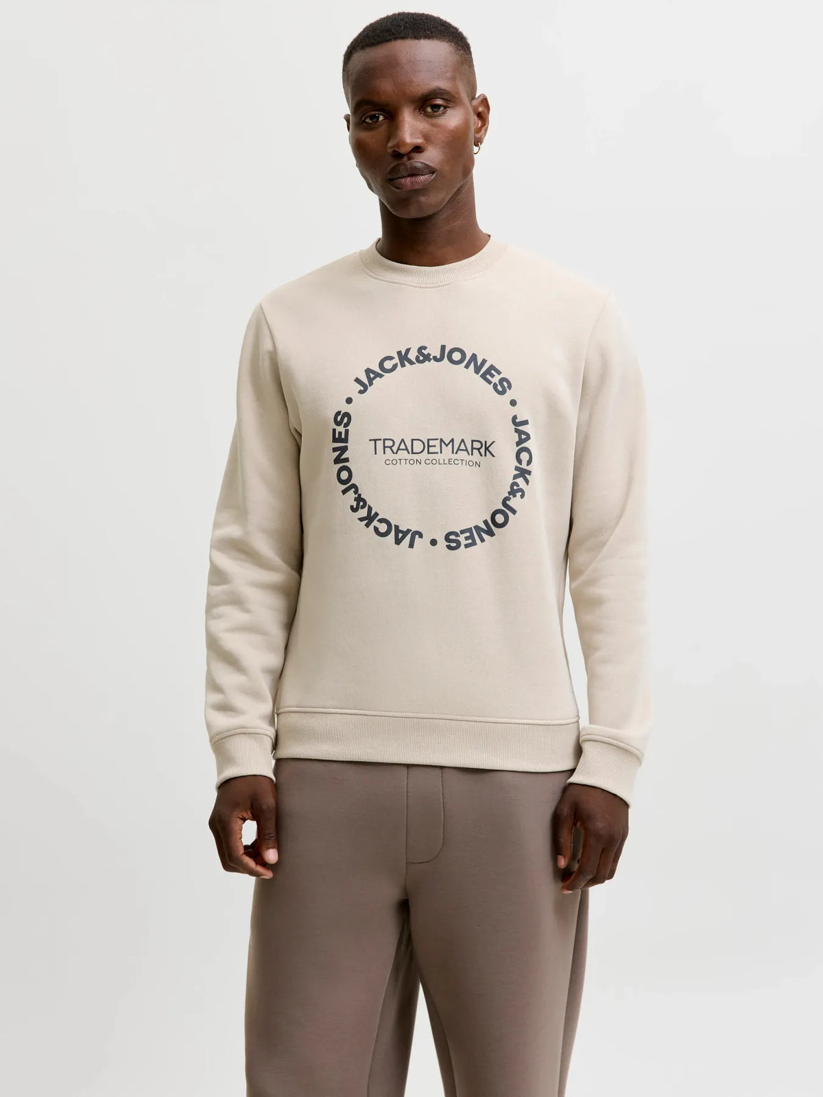 Felpa Jack & Jones JJBenson Sweat Crew Neck Moonbeam Beige 12298497
