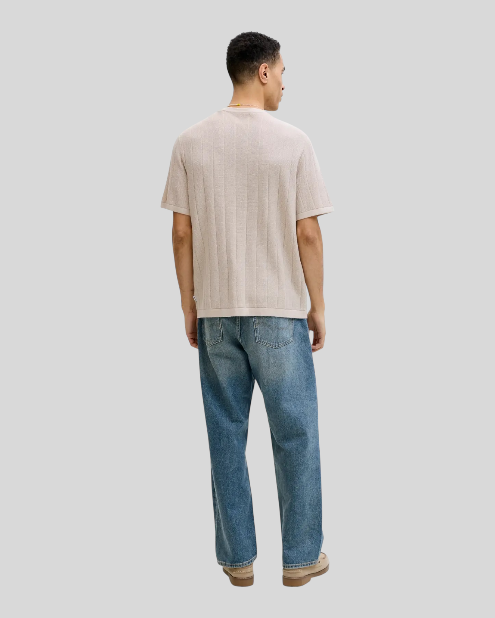 T-Shirt In Maglia Jjebradley Knit Tee Moonbeam 12288582 Jack & Jones