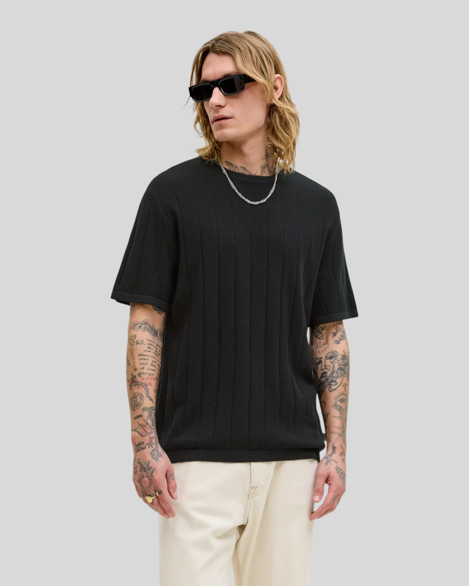 T-Shirt In Maglia Jjebradley Knit Tee Nero 12288582 Jack & Jones