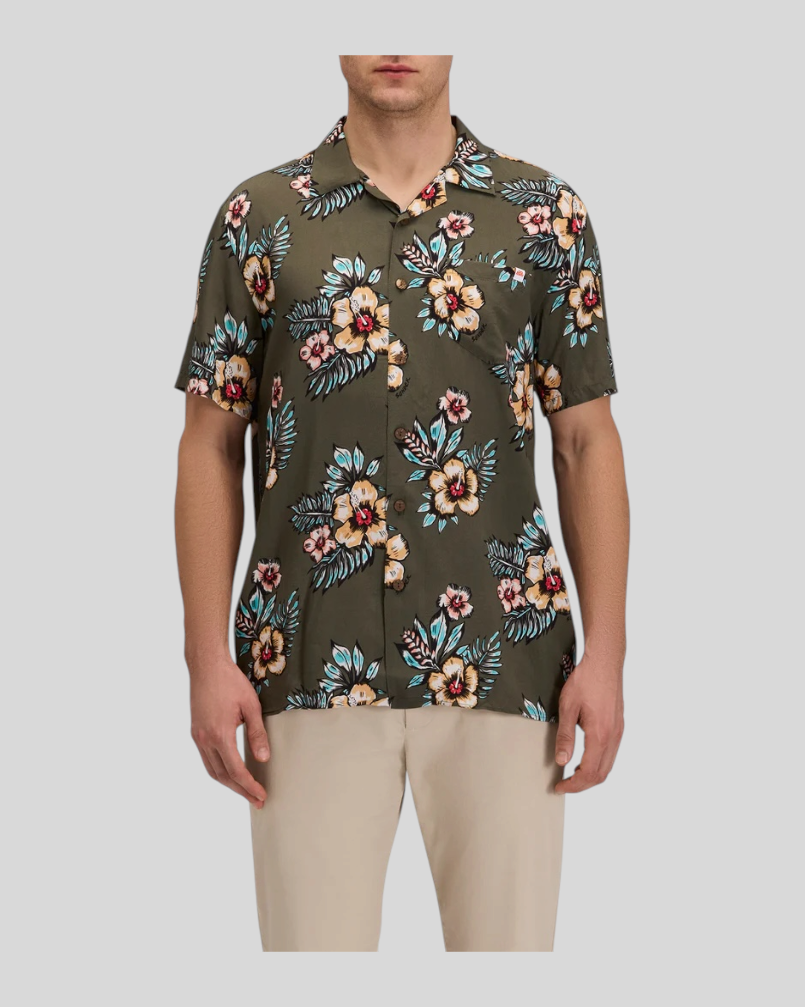 Camicia Maniche Corte Stampata In Viscosa Popeline Dark Green M817SHVP100 302G7 Sundek