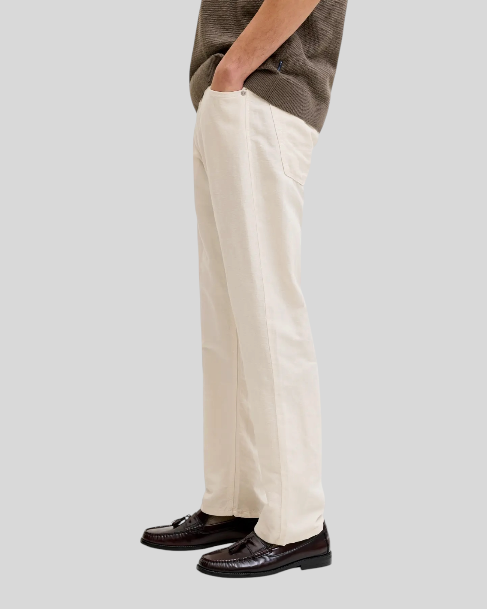 Pantalone 5 Tasche In Misto Lino Jpstchris Original Blend Pant Loose FitJet Stream 12293296 Jack & Jones