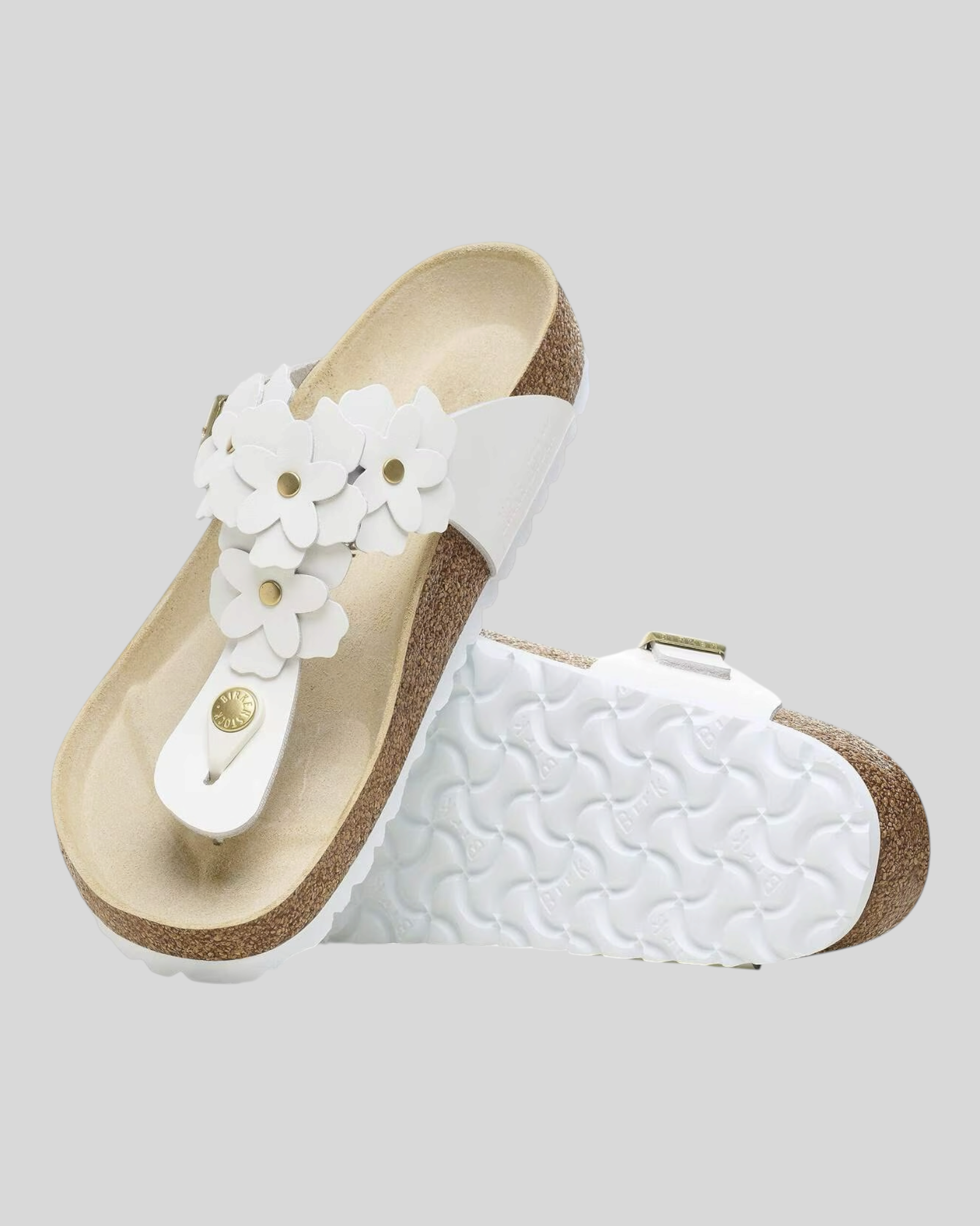 Sandali Donna Gizeh Flower in Pelle Naturale Bianco 1026686 Birkenstock