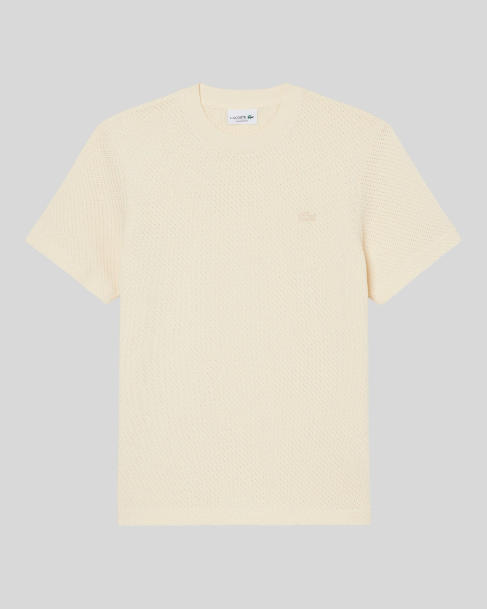 T-Shirt in Maglia Traforata Regular Fit Beige TH2665-00-056 Lacoste