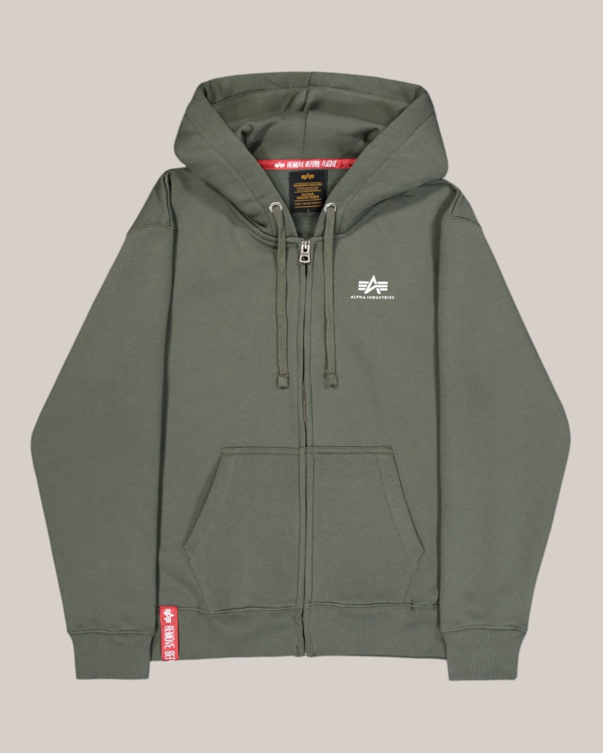 Felpa Uomo Dark Olive Basic Small Logo Zip Hoodie 118342/142