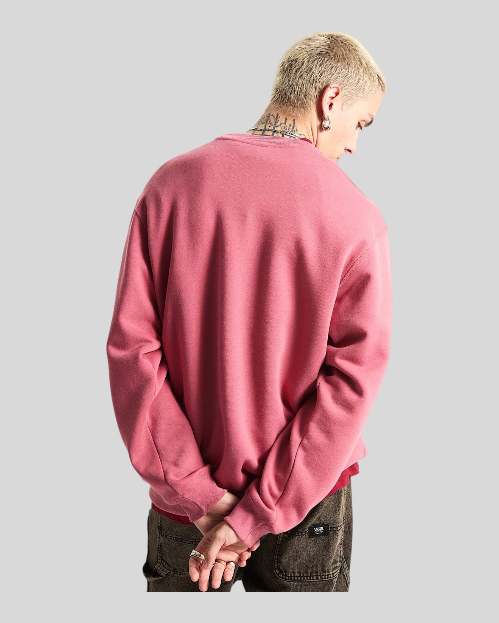 Felpa Girocollo M Left Chest Loose Crew Rosa VN000P20ZRY1 Vans